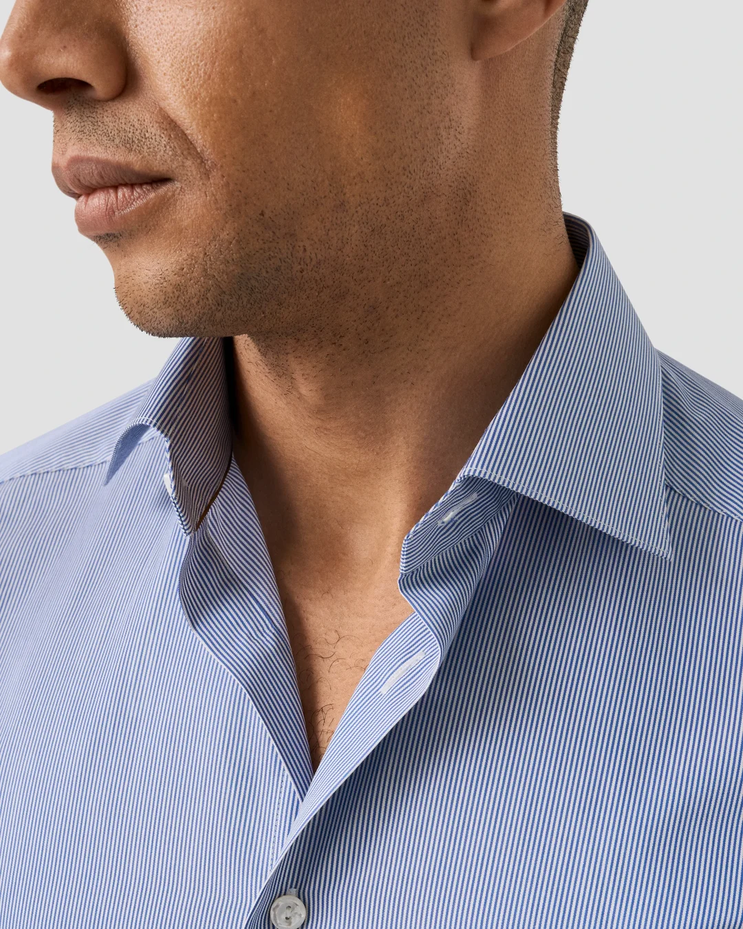 【BLUE】Supima cotton stripe shirt Striped Supima 120 Poplin Shirt - Eton