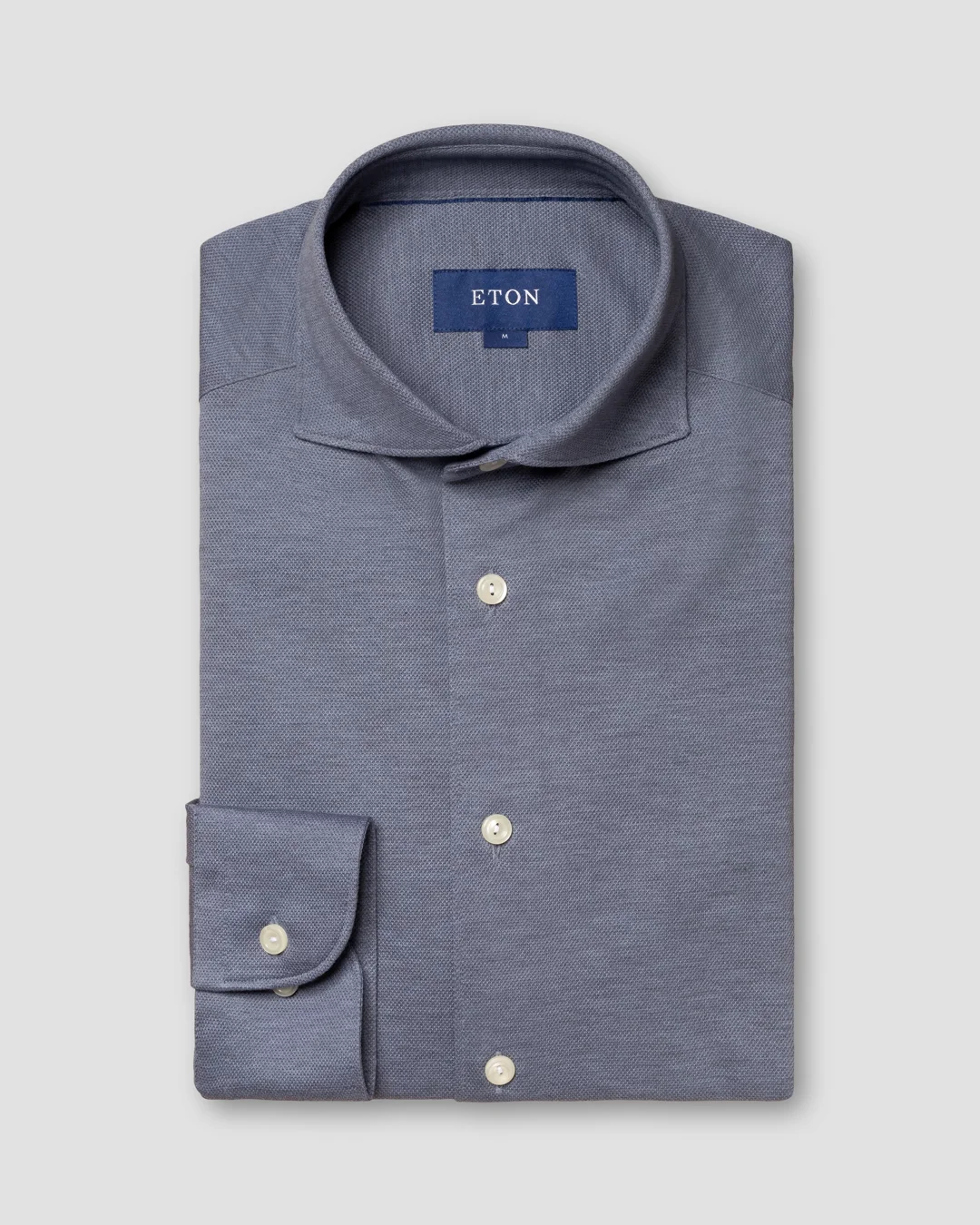 Blue Piqué Shirt — Long Sleeve - Eton
