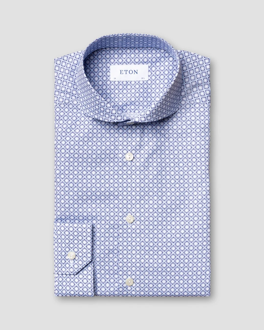 blue pattern dress shirt goTIELESS Ultimate Dress Shirt (Navy Four-Petal Microprint)