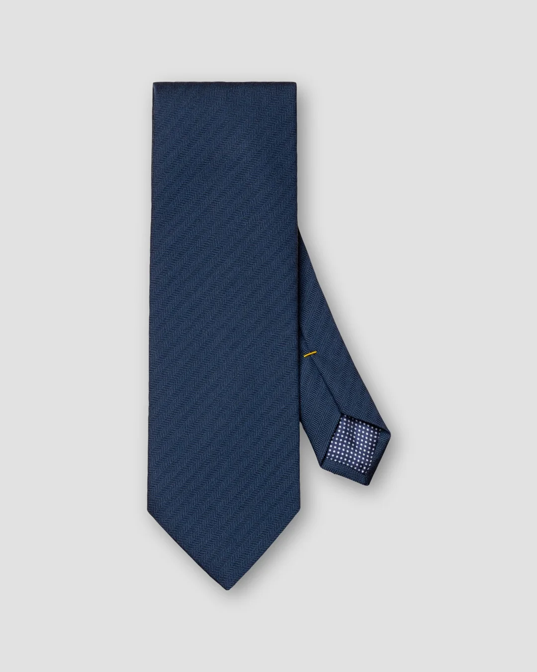 Navy Blue Herringbone Cotton Wool Blend Tie - Eton