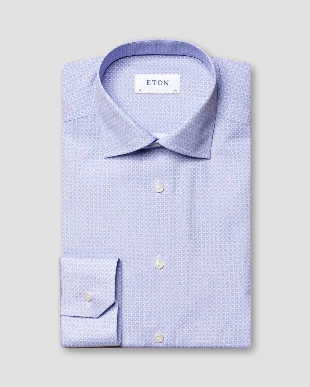 Mid Blue Geometric Print Signature Poplin Shirt - Eton
