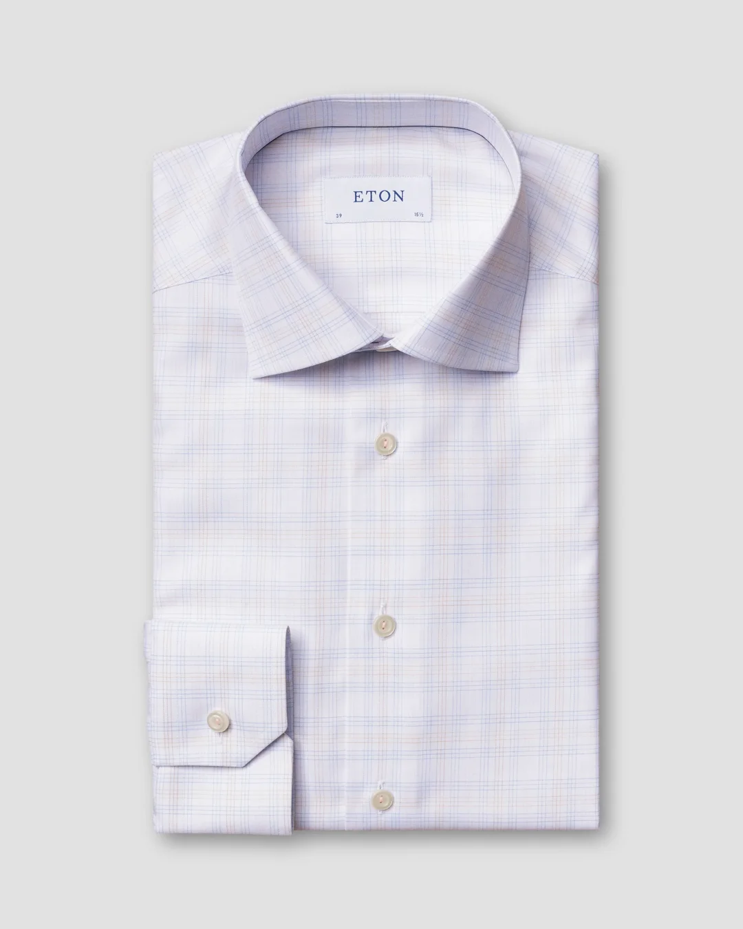 シャツ IONSEOUL Acon Check Over Shirt YJ1748 Eton - Tan Checked Cotton, Wool & Cashmere Overshirt