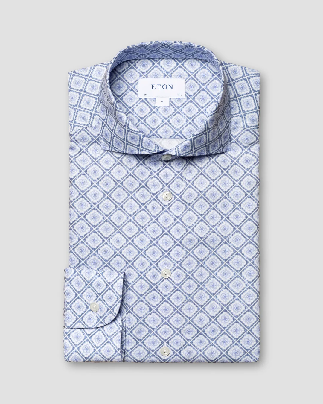 Blue Medallion Print Twill Cotton & Tencel™ Lyocell Shirt