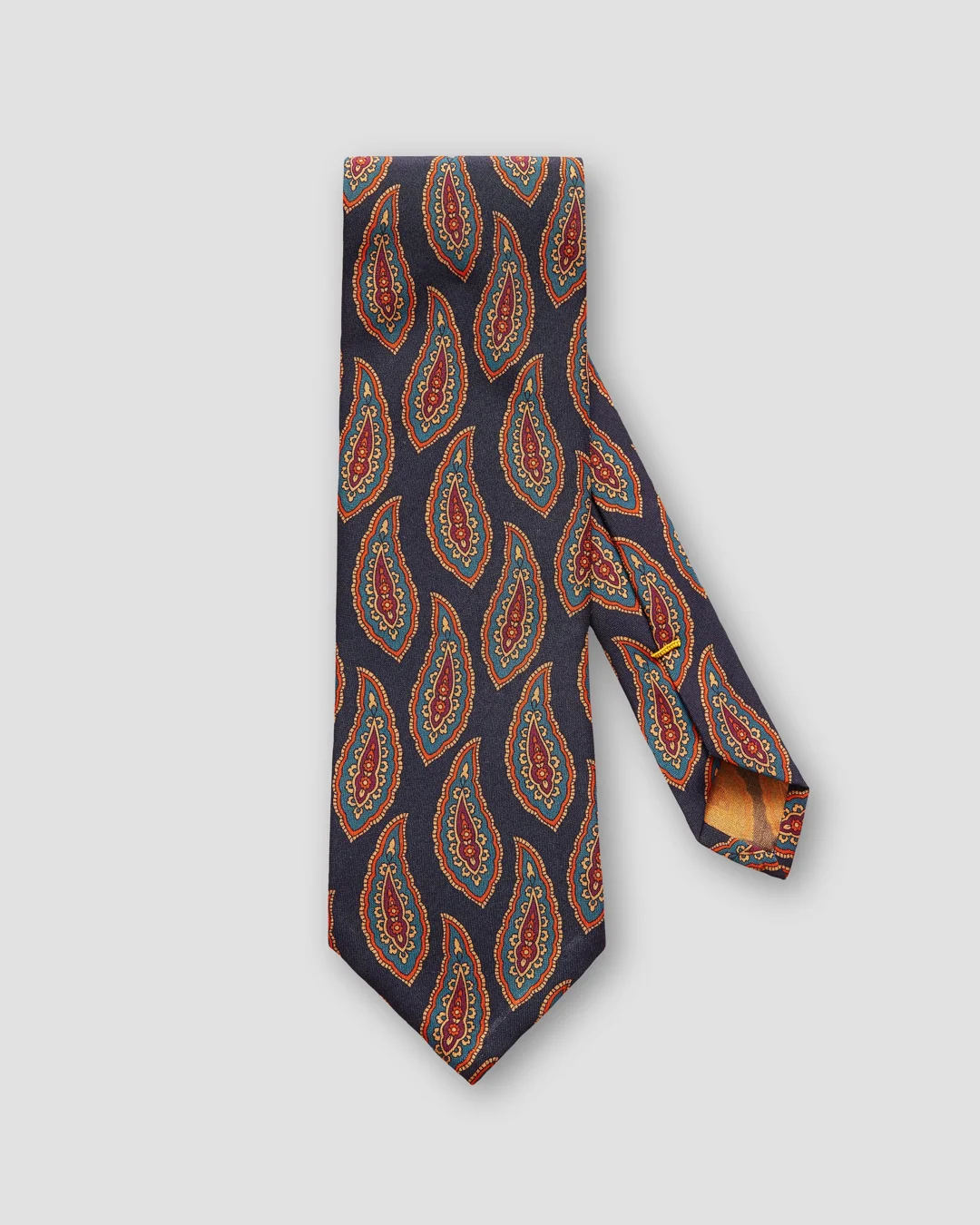 Navy Paisley Print Silk Tie - Eton