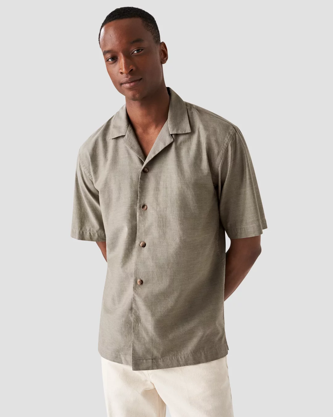 Green Cotton Silk Resort Shirt - Eton