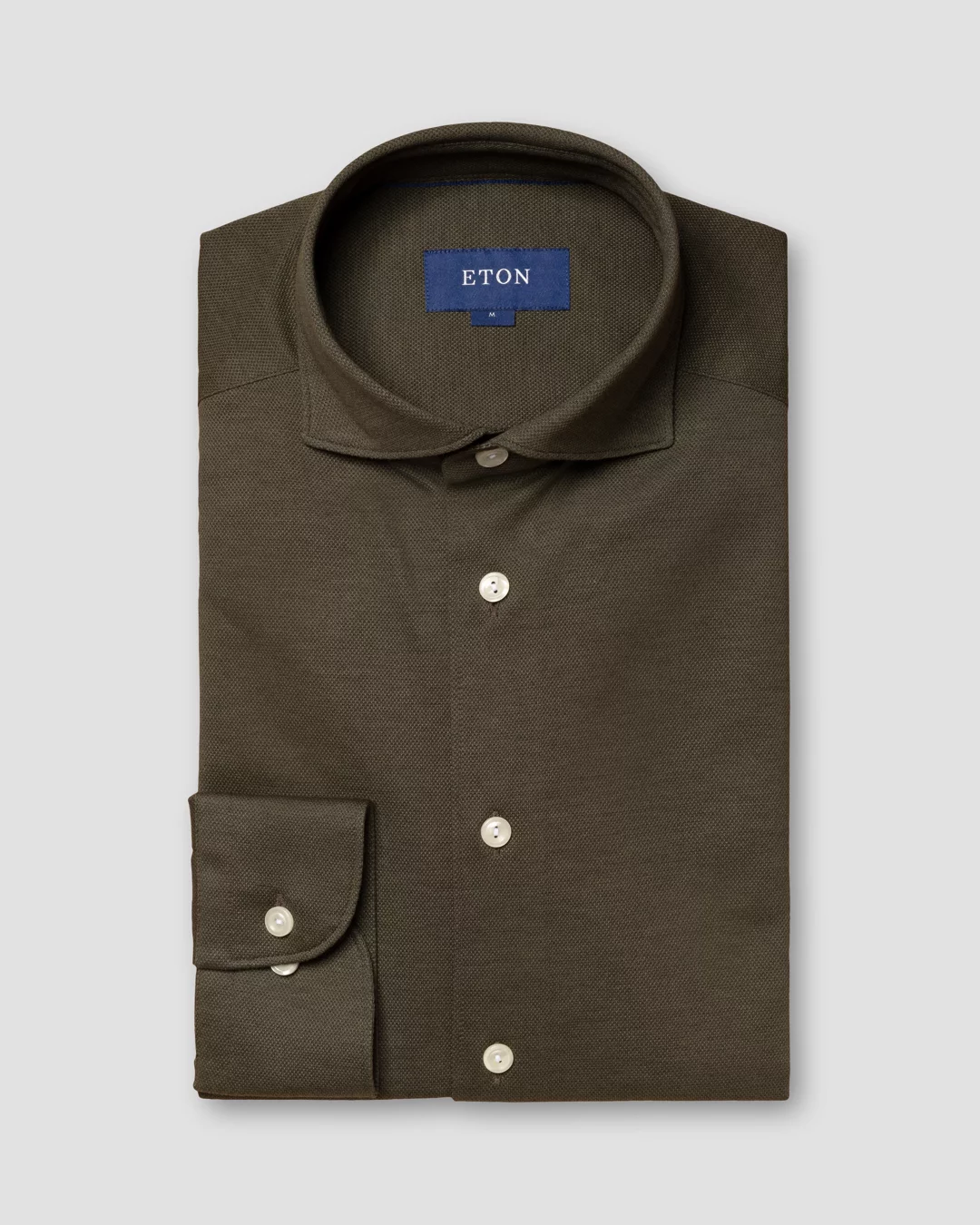 Dark Green Piqué Shirt — Long Sleeve - Eton