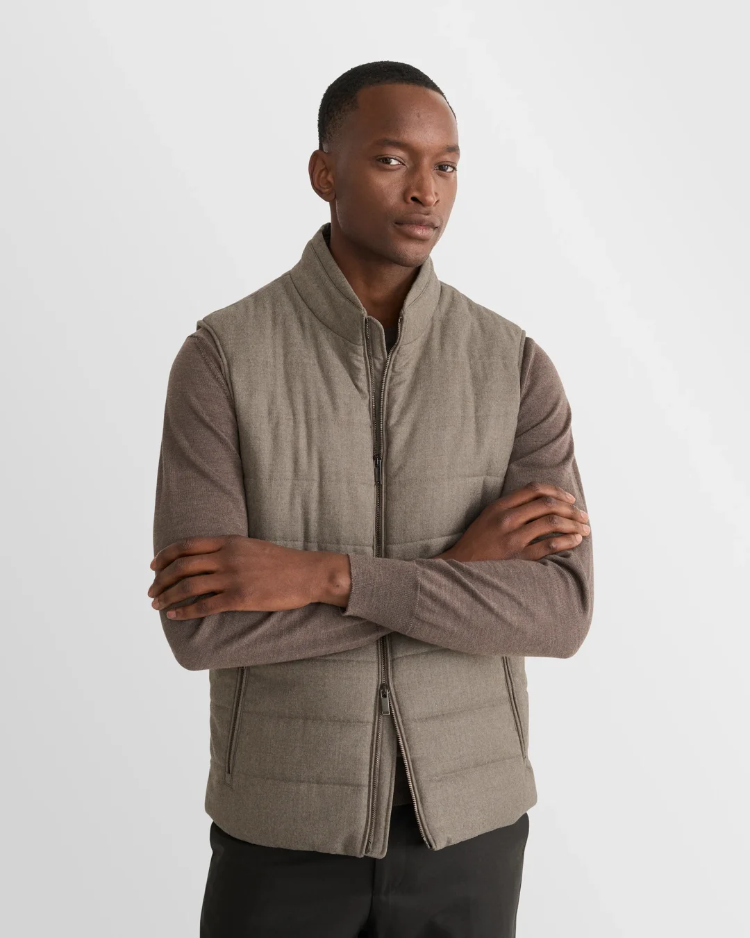Wool Flannel Zip Vest - Eton