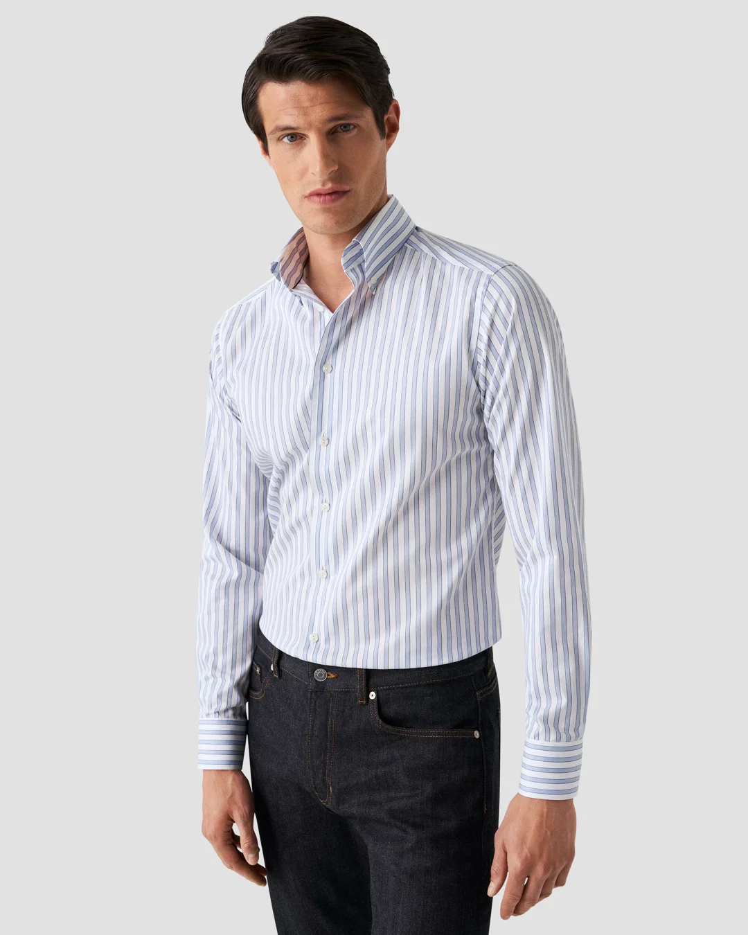 Light Blue Striped Fine Twill Shirt - Eton