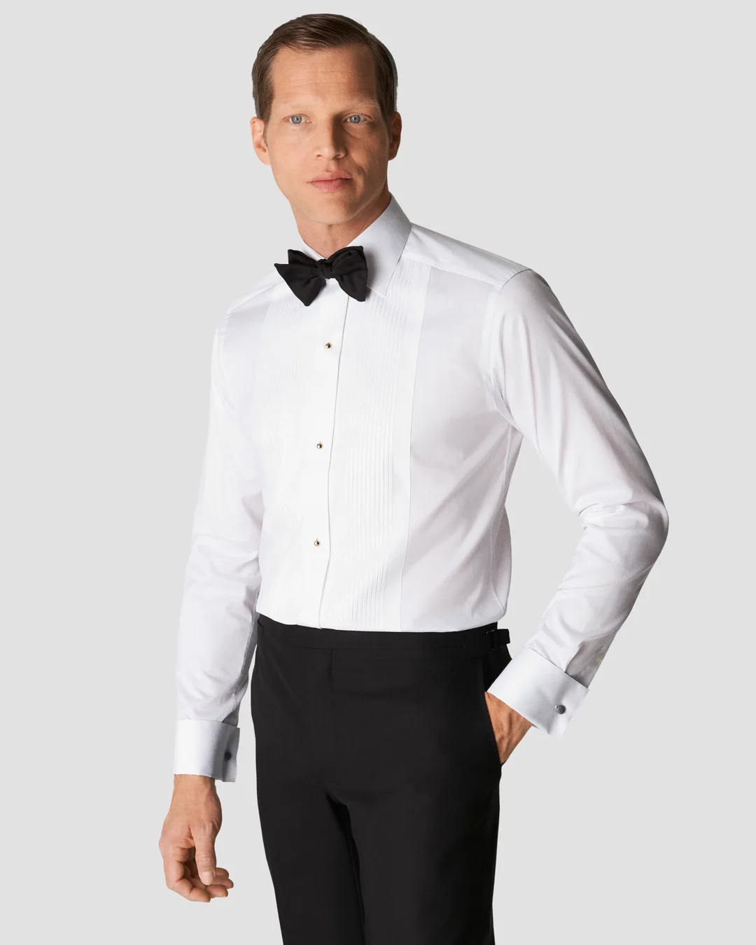 White Striped Piqué Tuxedo Shirt - Eton