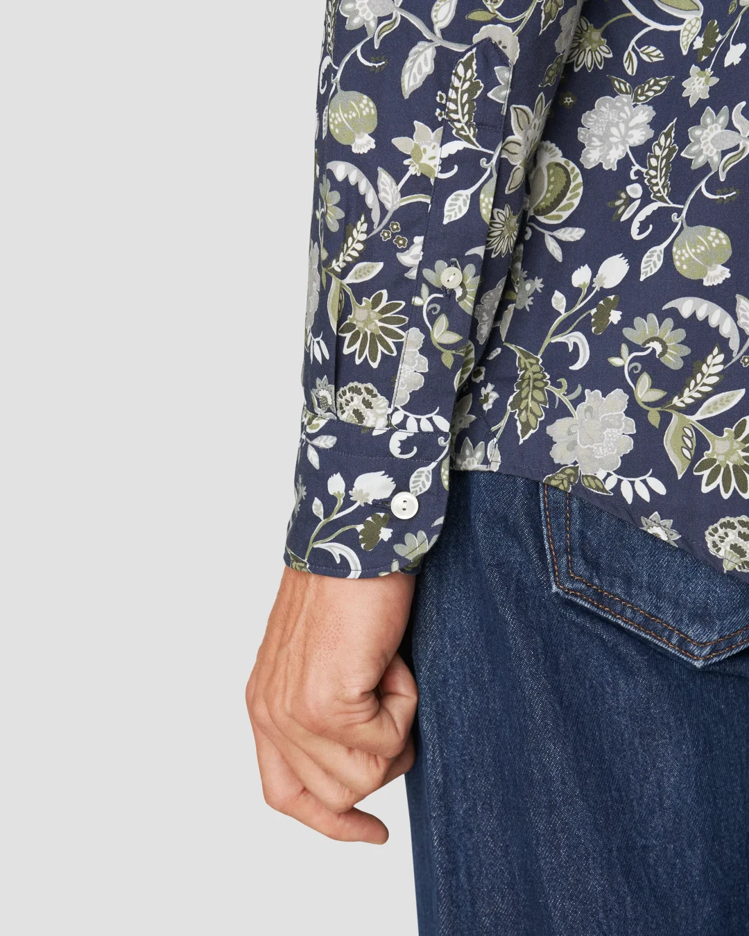 Navy Floral Print Cotton-Tencel™ Shirt - Eton