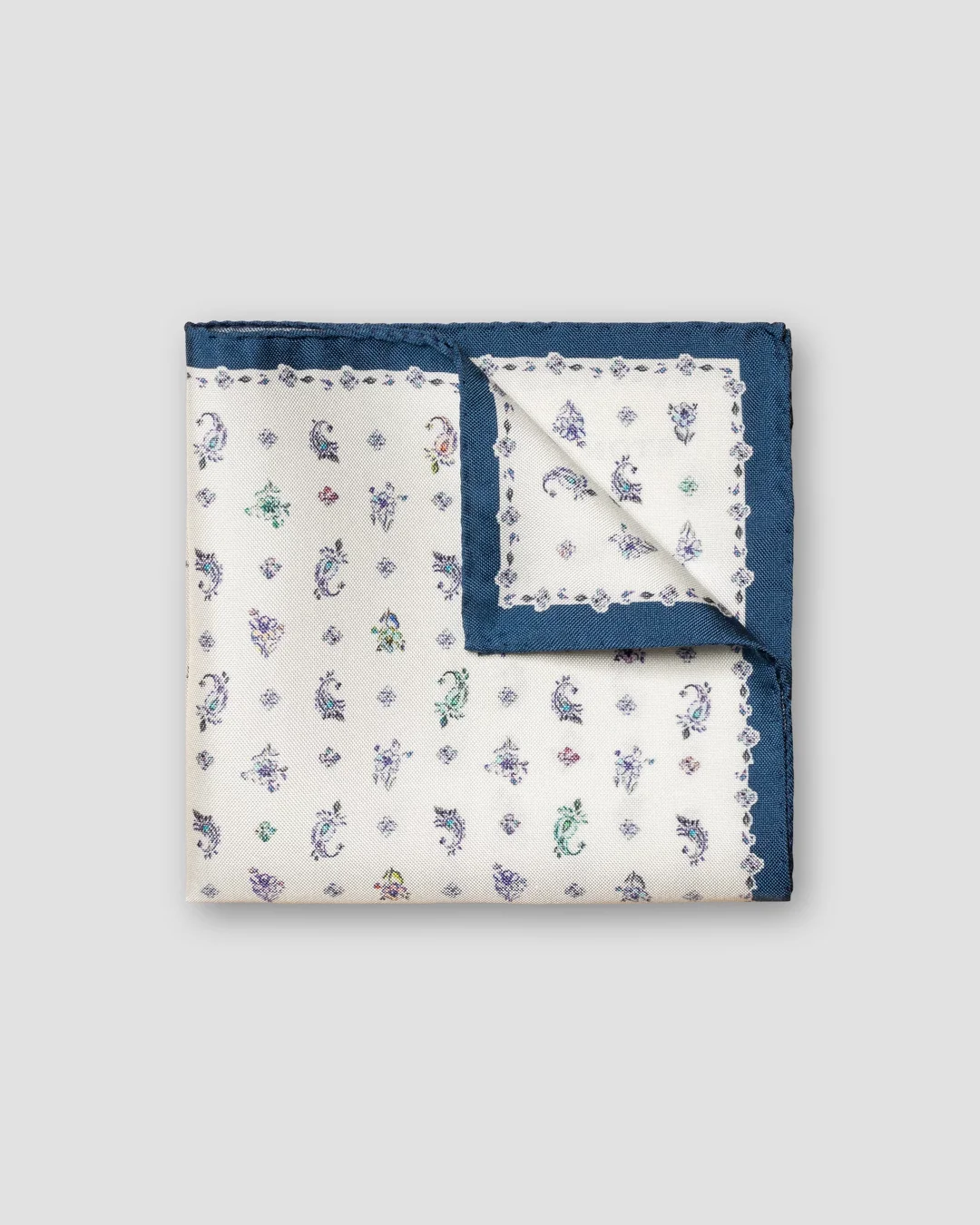 Navy and Maroon Paisley Silk Pocket Square main image 0