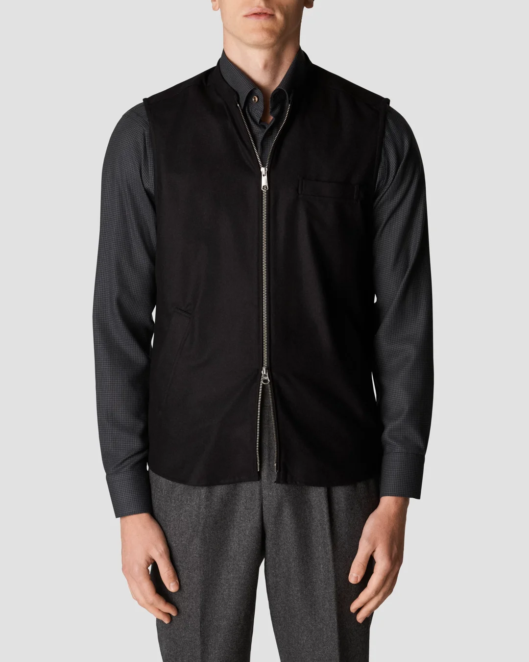 Black Wool-Cashmere Flannel Vest