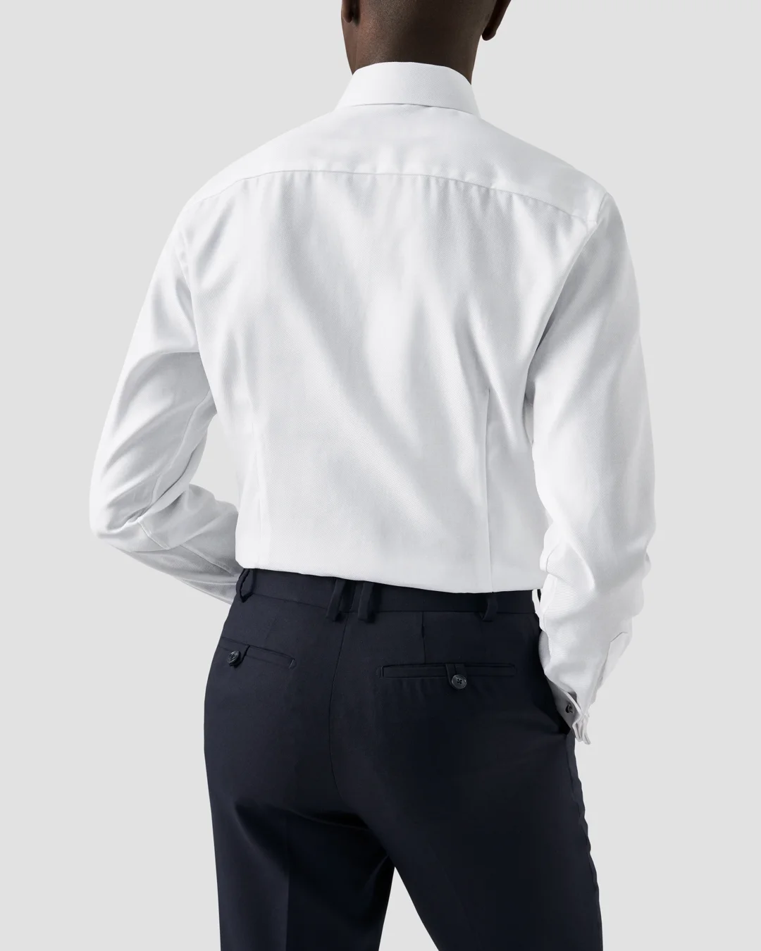 White Textured Twill Shirt – French Cuffs - Eton