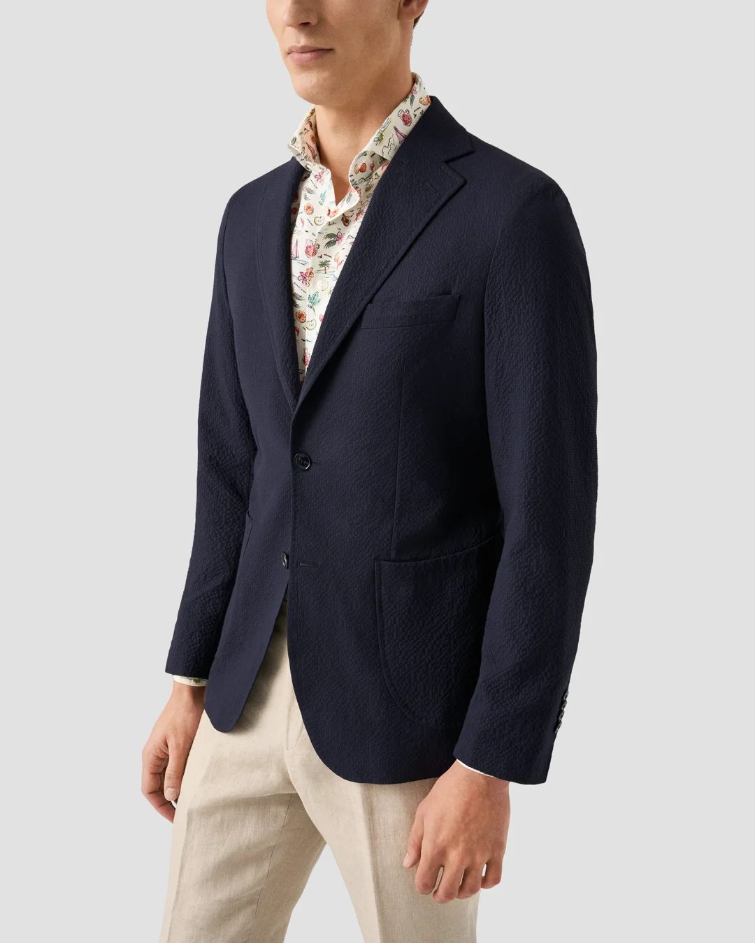 Motif Print Linen Shirt - Eton