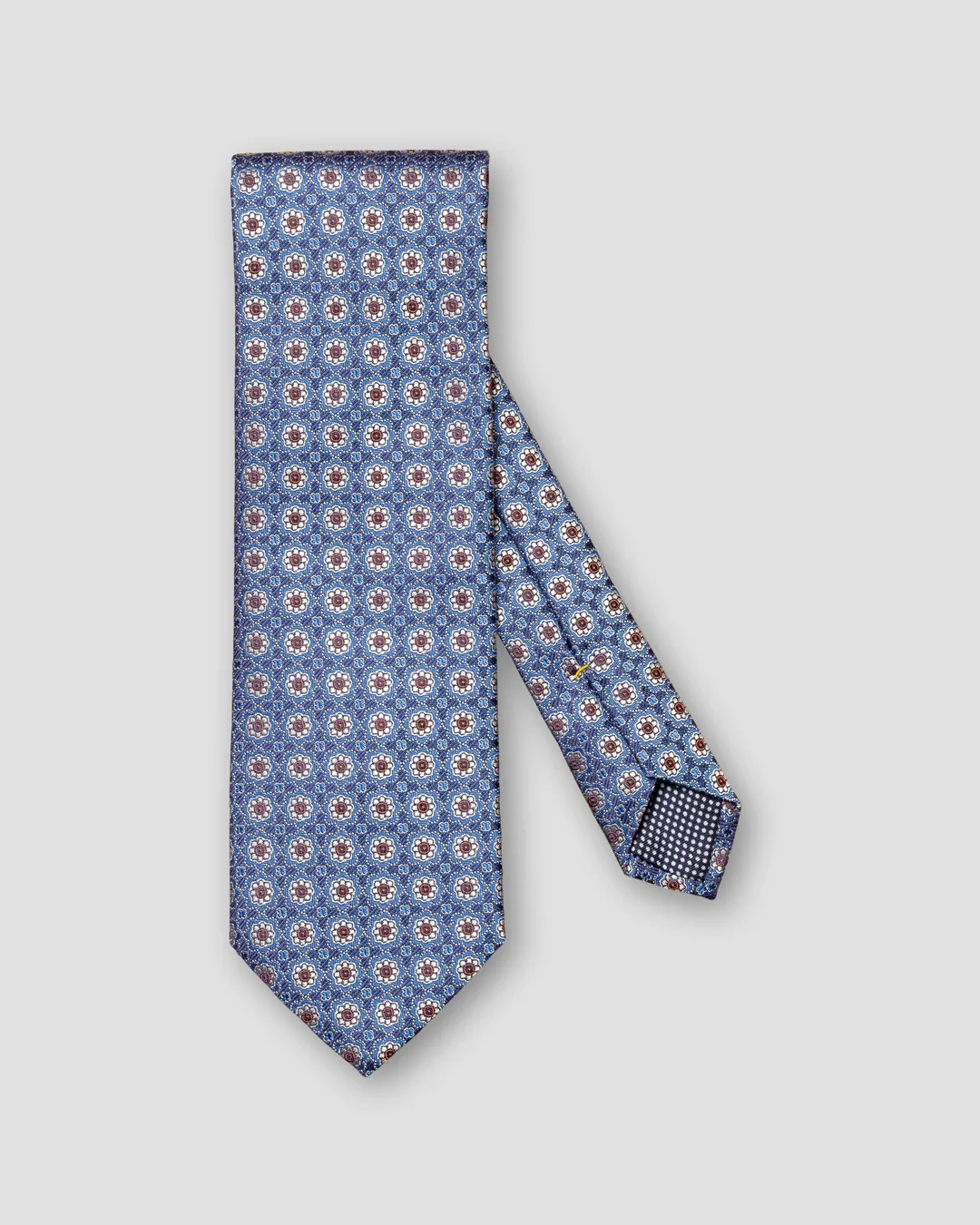 Mid Blue Floral Jacquard Silk Tie - Eton