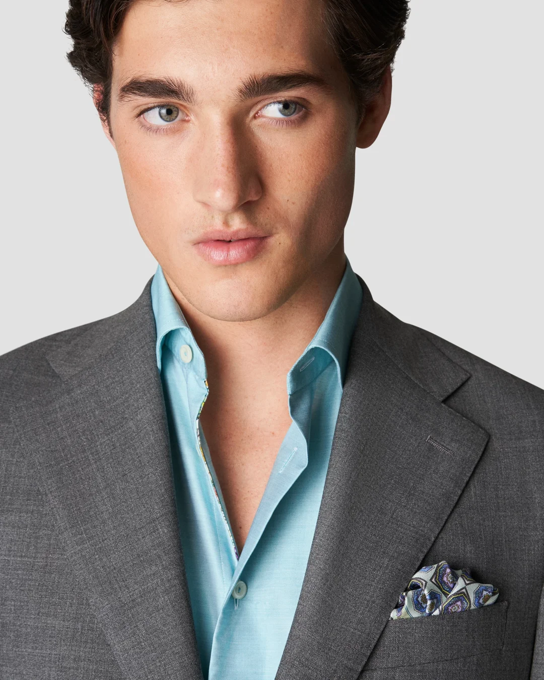 Green Signature Twill Shirt  Floral Passpoal Detail - Eton