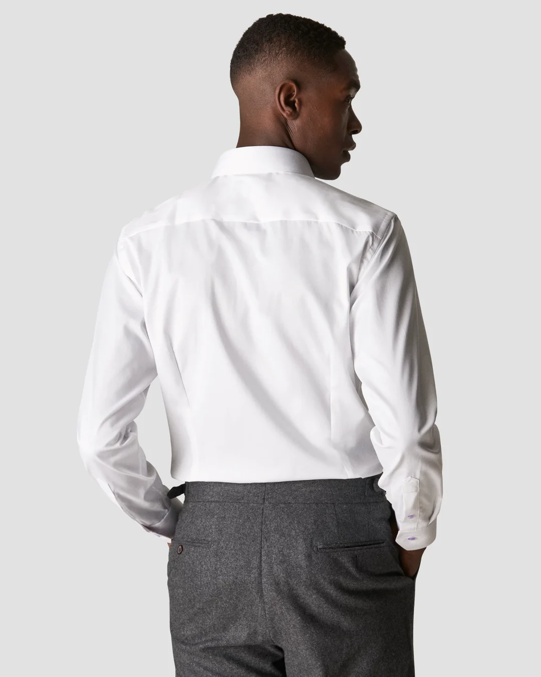 インドラバリジャケット　ホワイトコットン長袖シャツ ModernRelax ストレッチチェック柄 ワイドカラー長袖シャツ(M 02