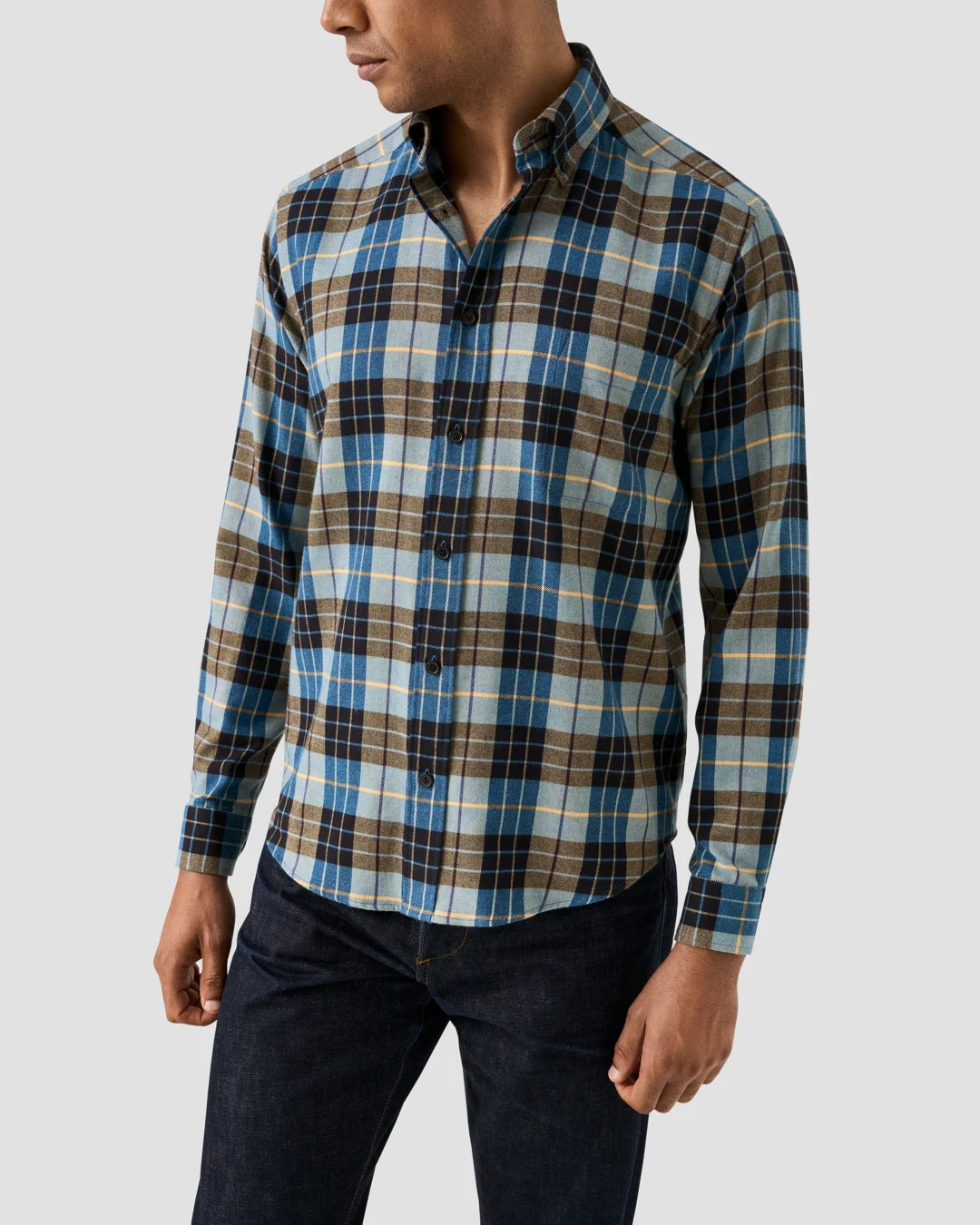 flannel dress shirt womens Flannel Button-Up Shirt for Tall Women in True Navy with Cobalt XL / Extra Tall / True Navy with Cobalt