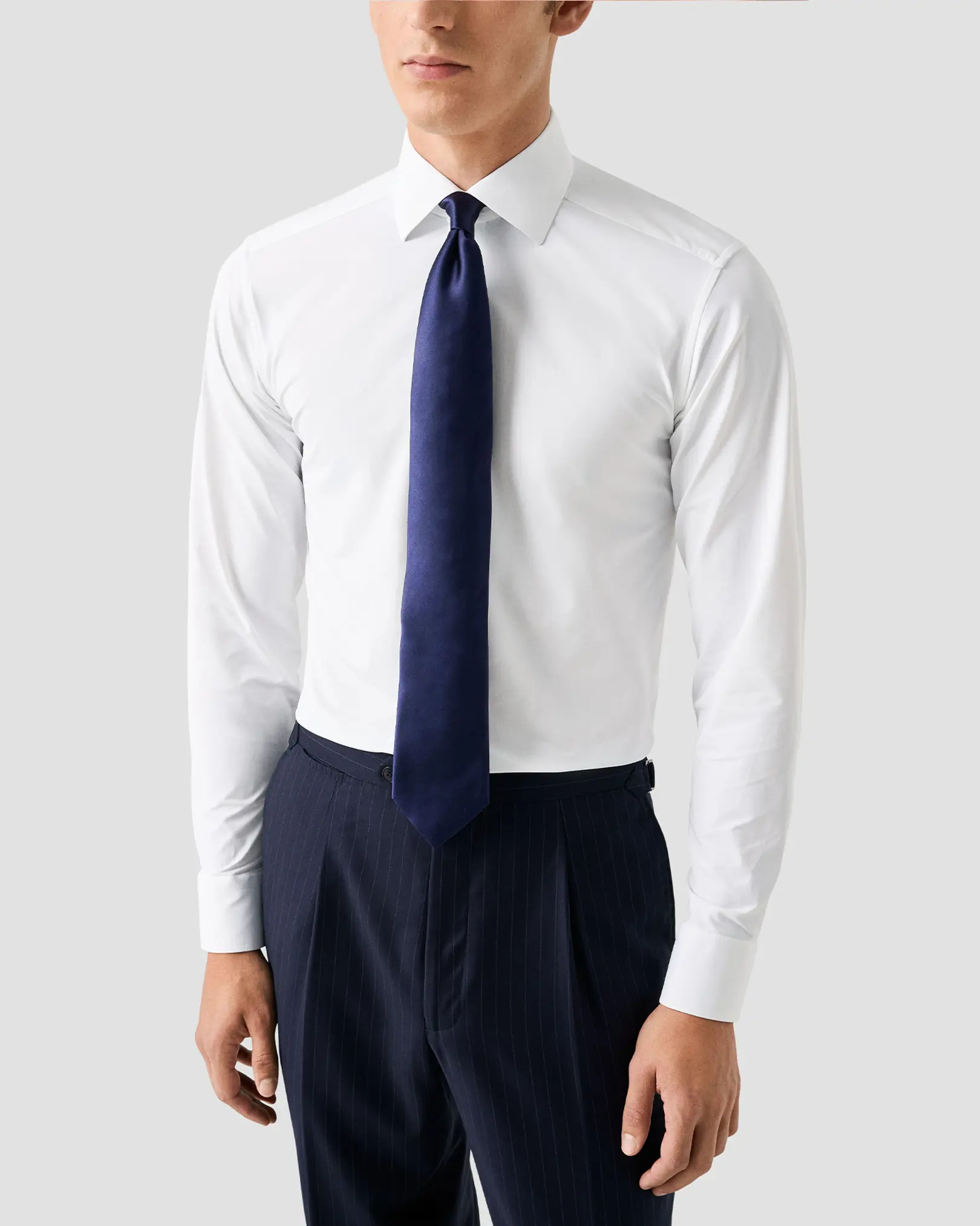 Eton - dark blue solid silk tie