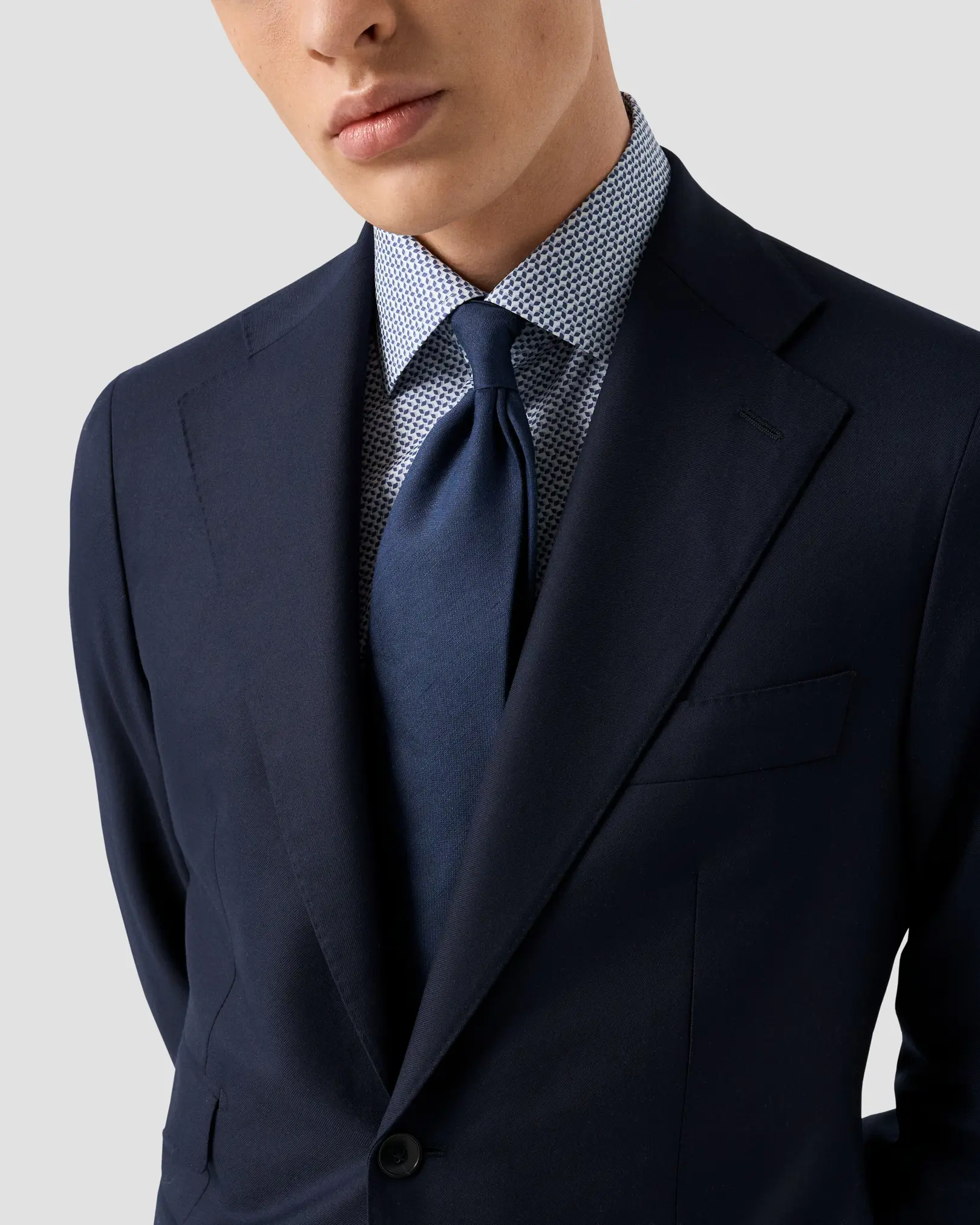 Eton - dark blue solid silk linen tie