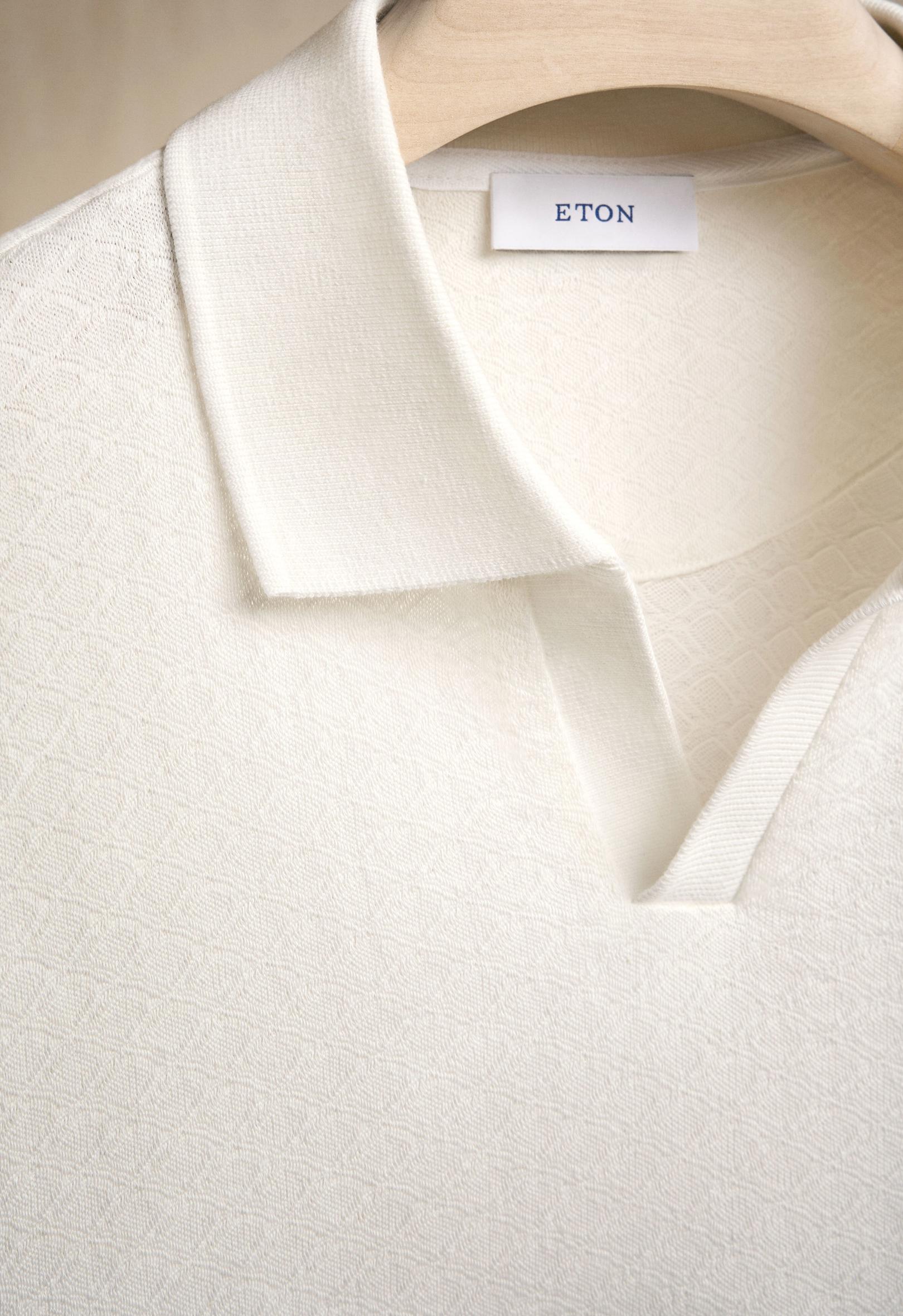 Eton - off white diamond jaquard polo shirt