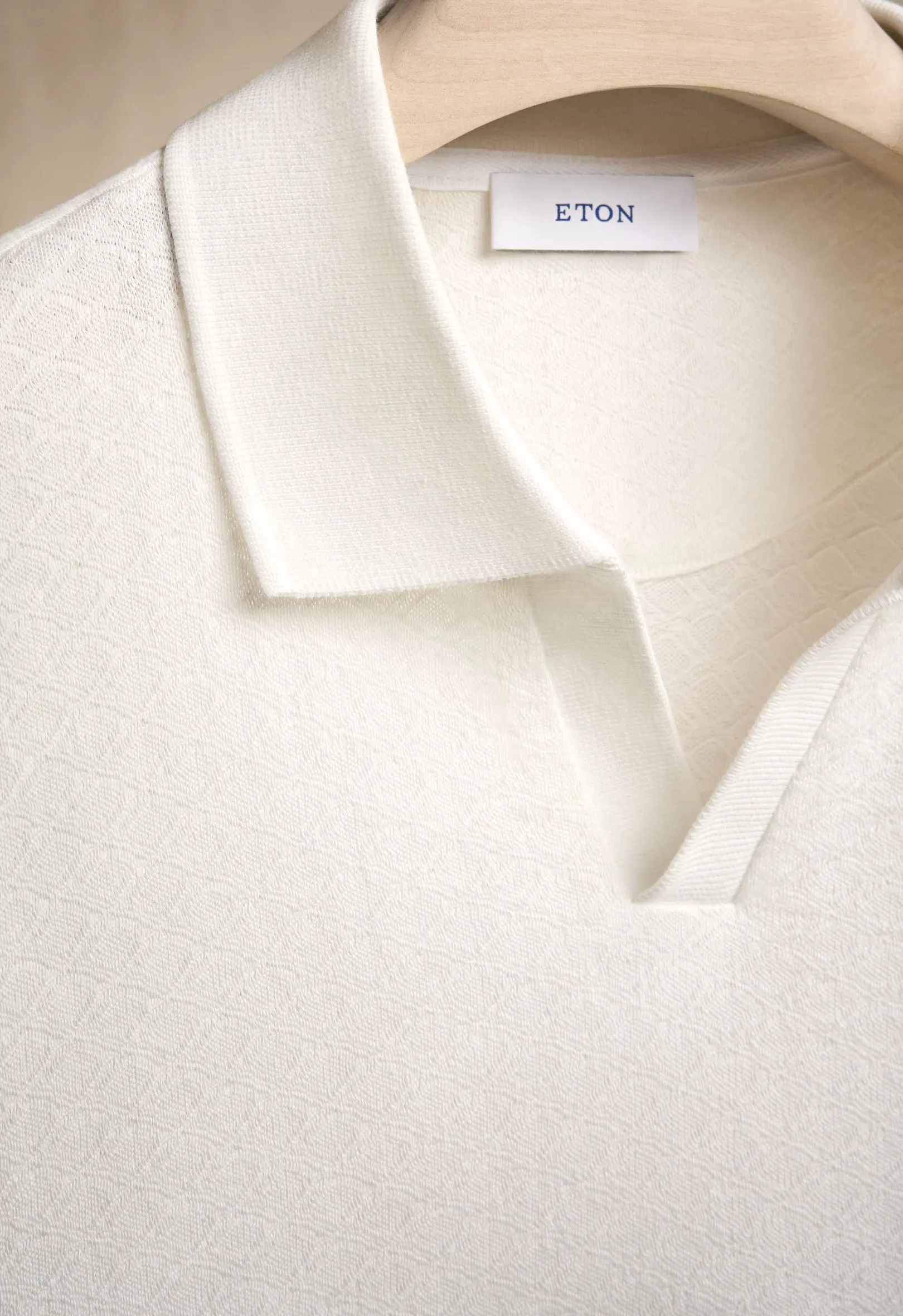 Eton - off white diamond jaquard polo shirt