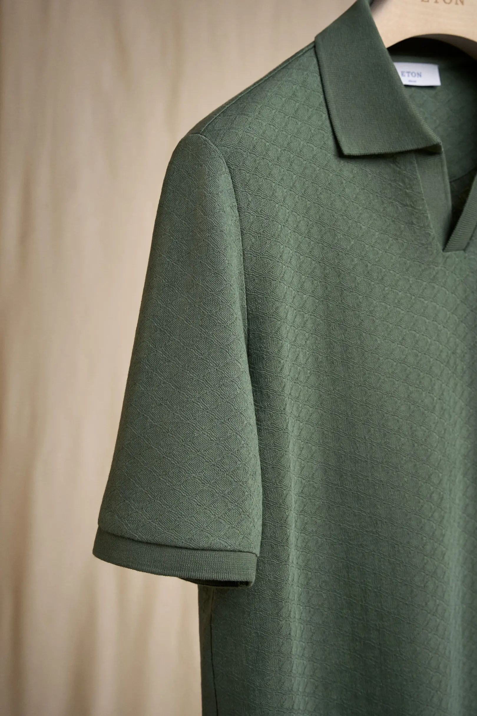 Eton - dark green diamond jaquard polo shirt