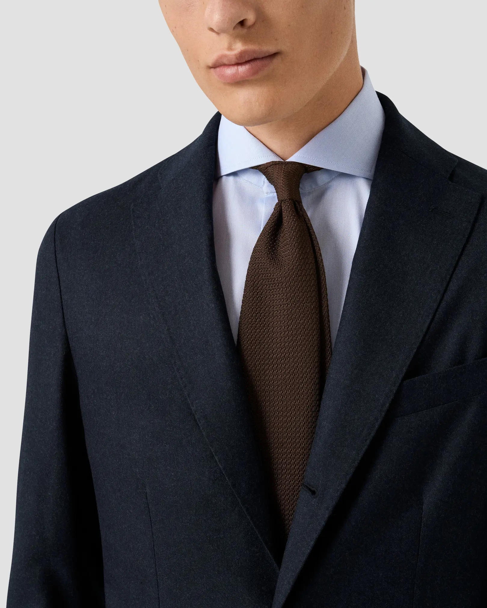 Eton - solid brown grenadine tie