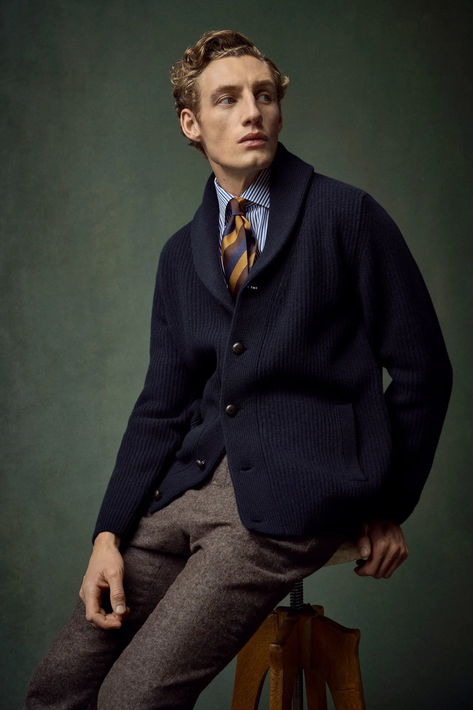 Shawl Collar Knit Cardigan - Eton