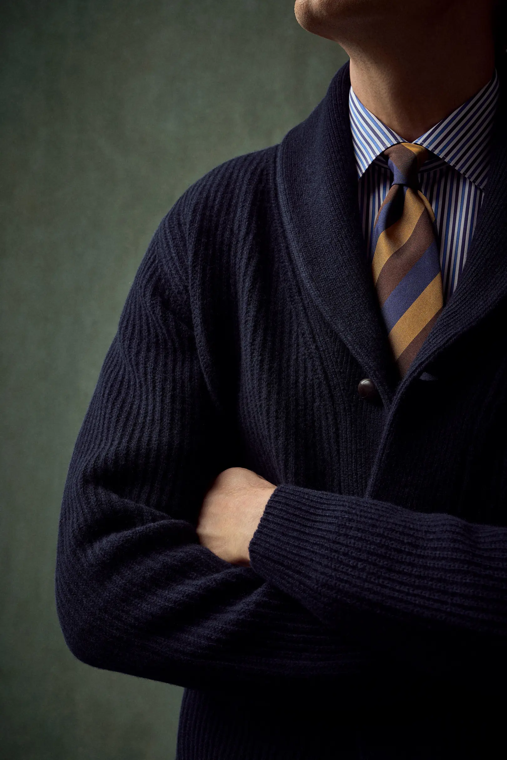 Eton - wool shawl collar knit cardigan