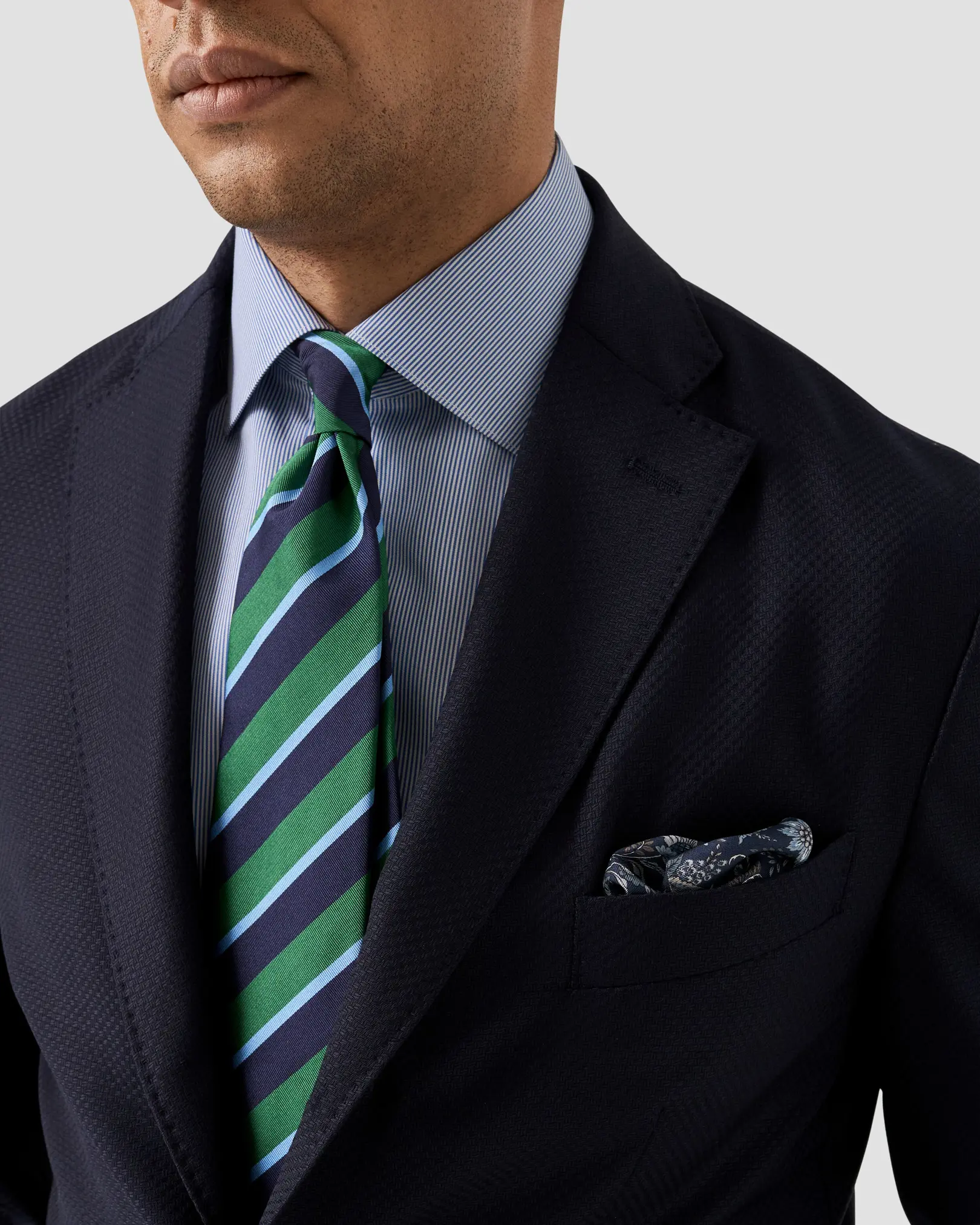 Eton - floral silk pocket square navy blue 256