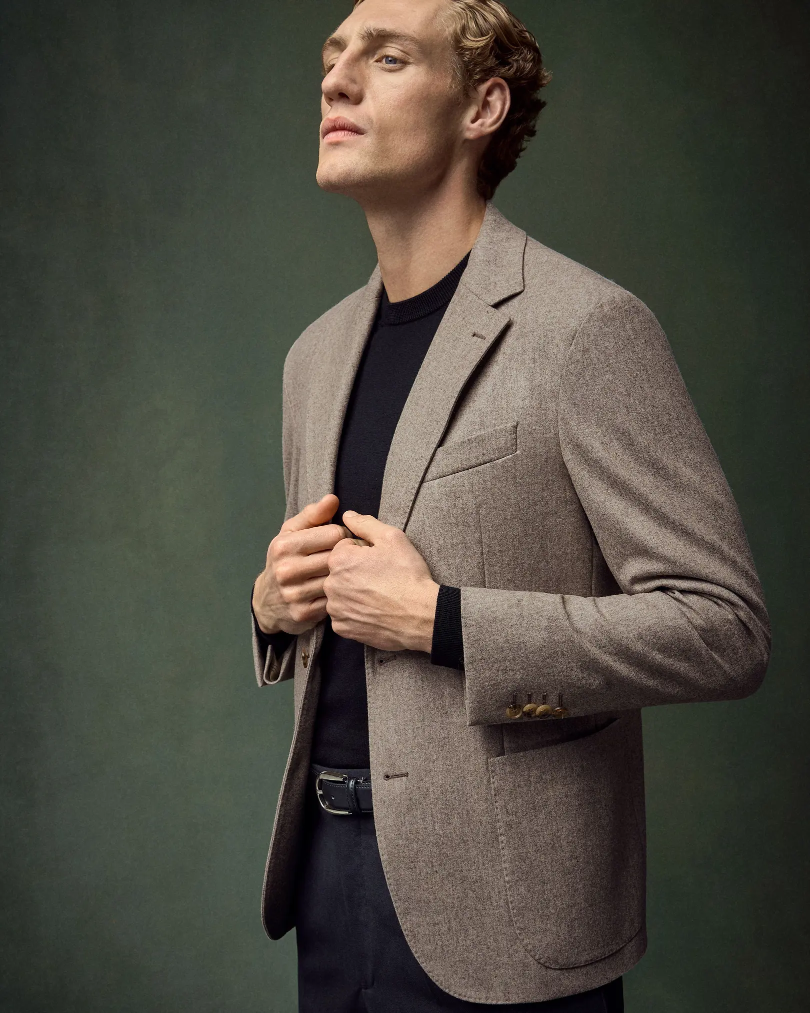 Eton - wool flannel soft jacket beige wool flannel soft jacket