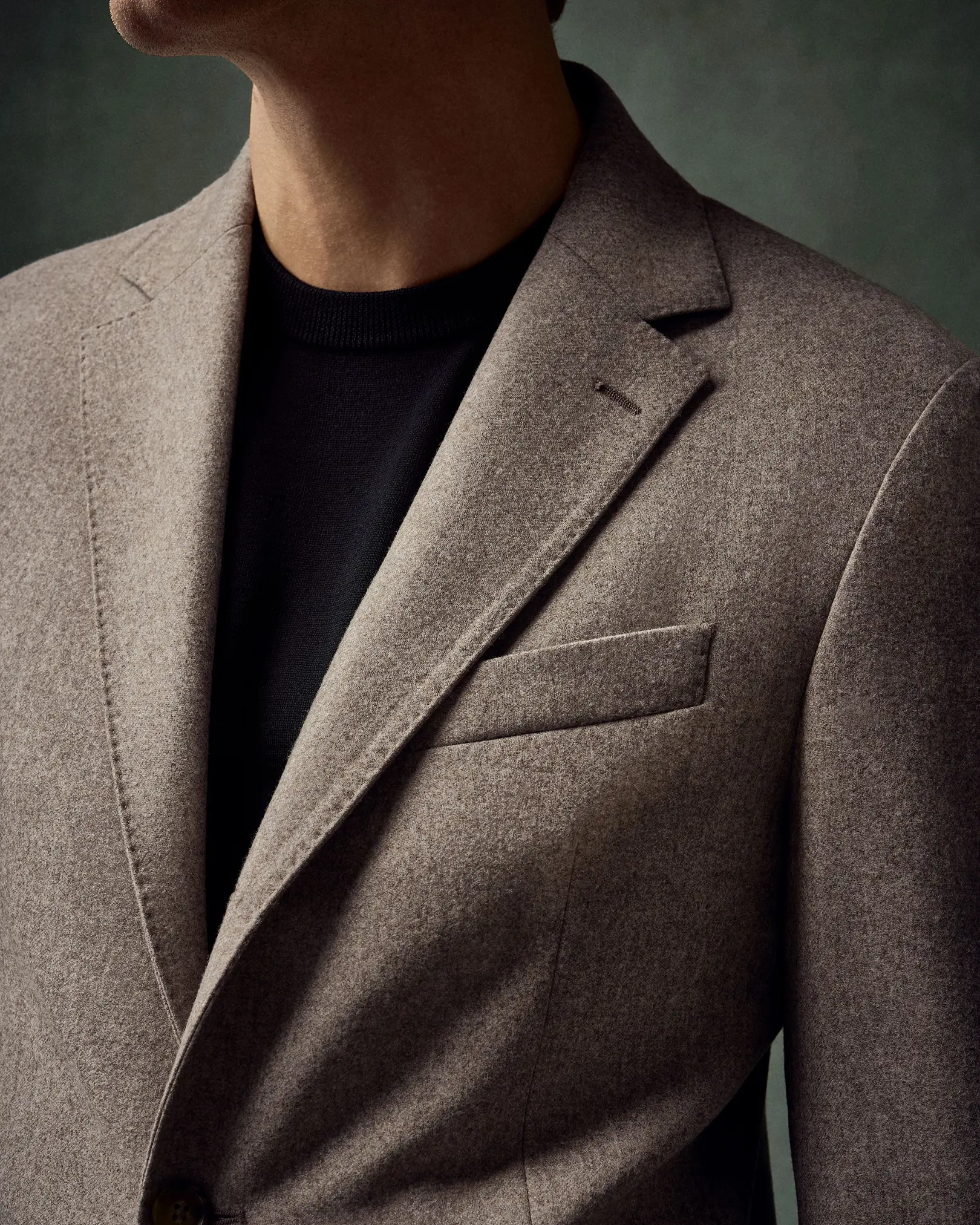 Eton - wool flannel soft jacket beige wool flannel soft jacket