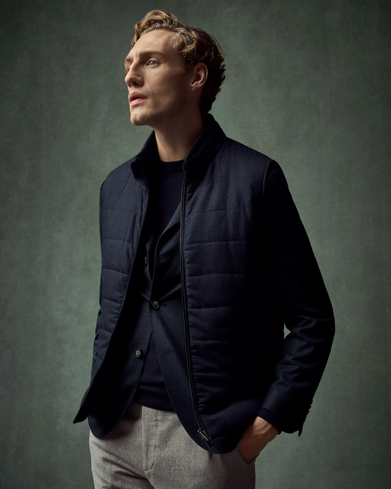 Wool Flannel Zip Vest - Eton