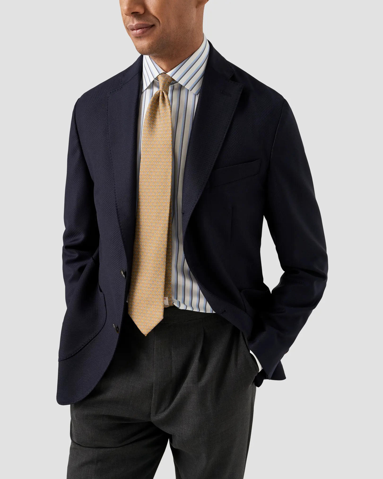 Eton - geometric print silk tie yellow 256