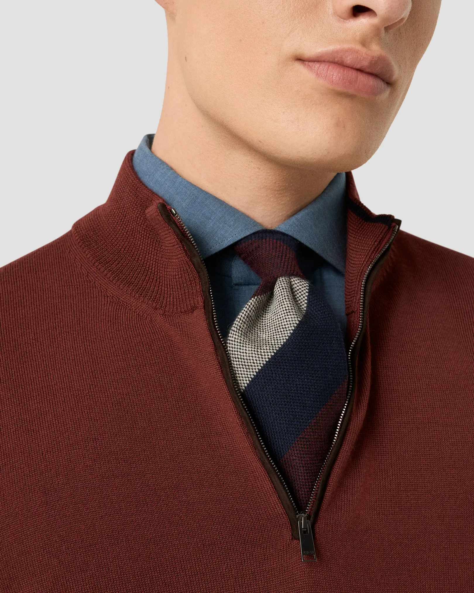 Eton - regimental striped wool tie dark red