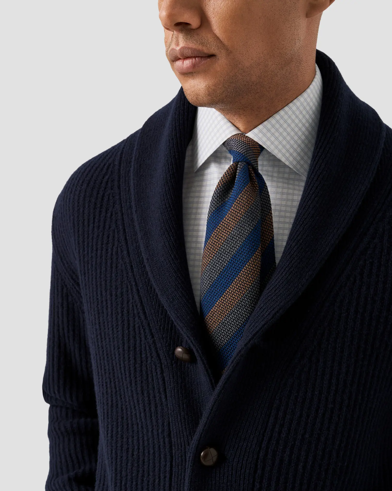 Eton - silk wool grenadine tie dark brown