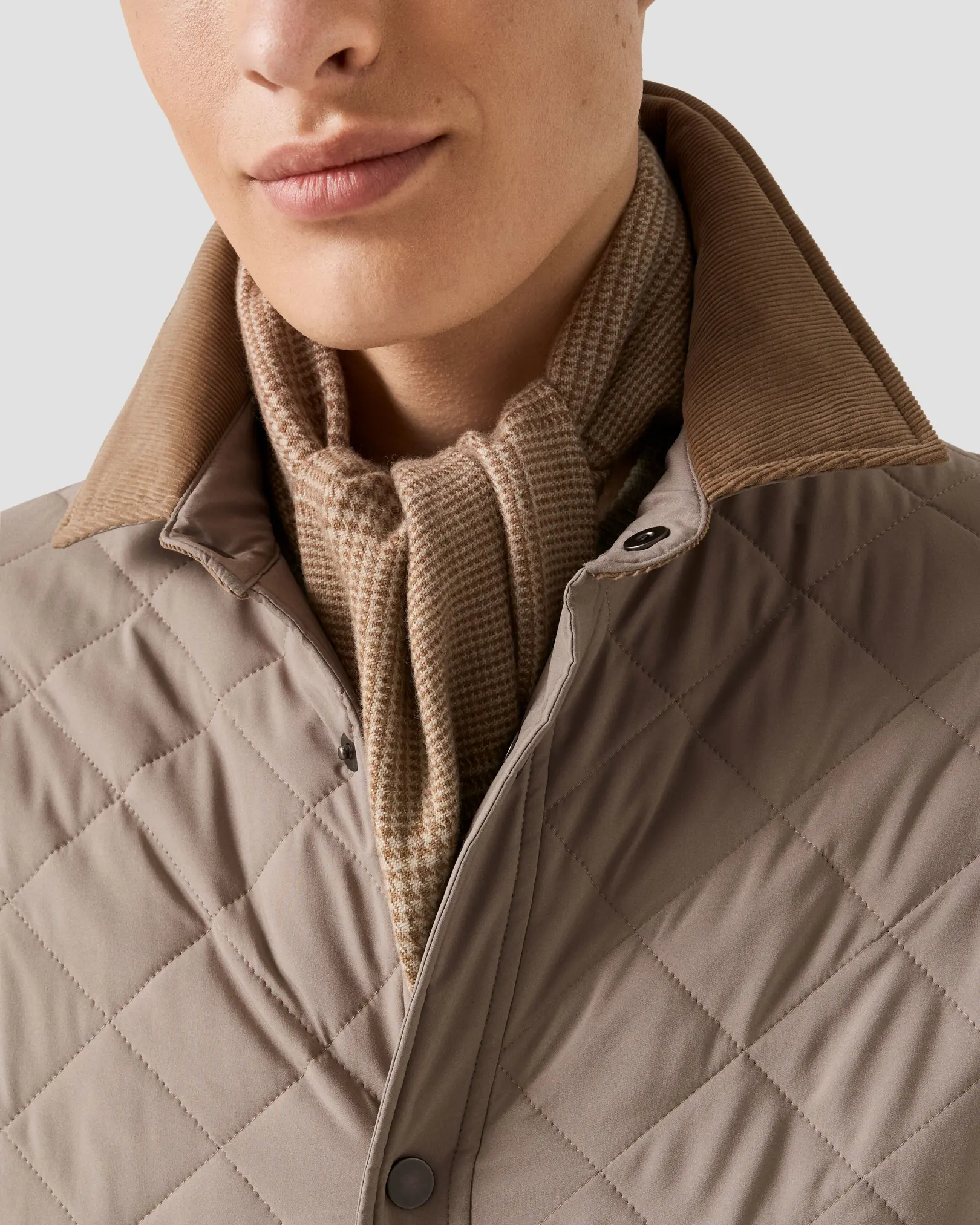 Eton - pow check merino wool scarf beige