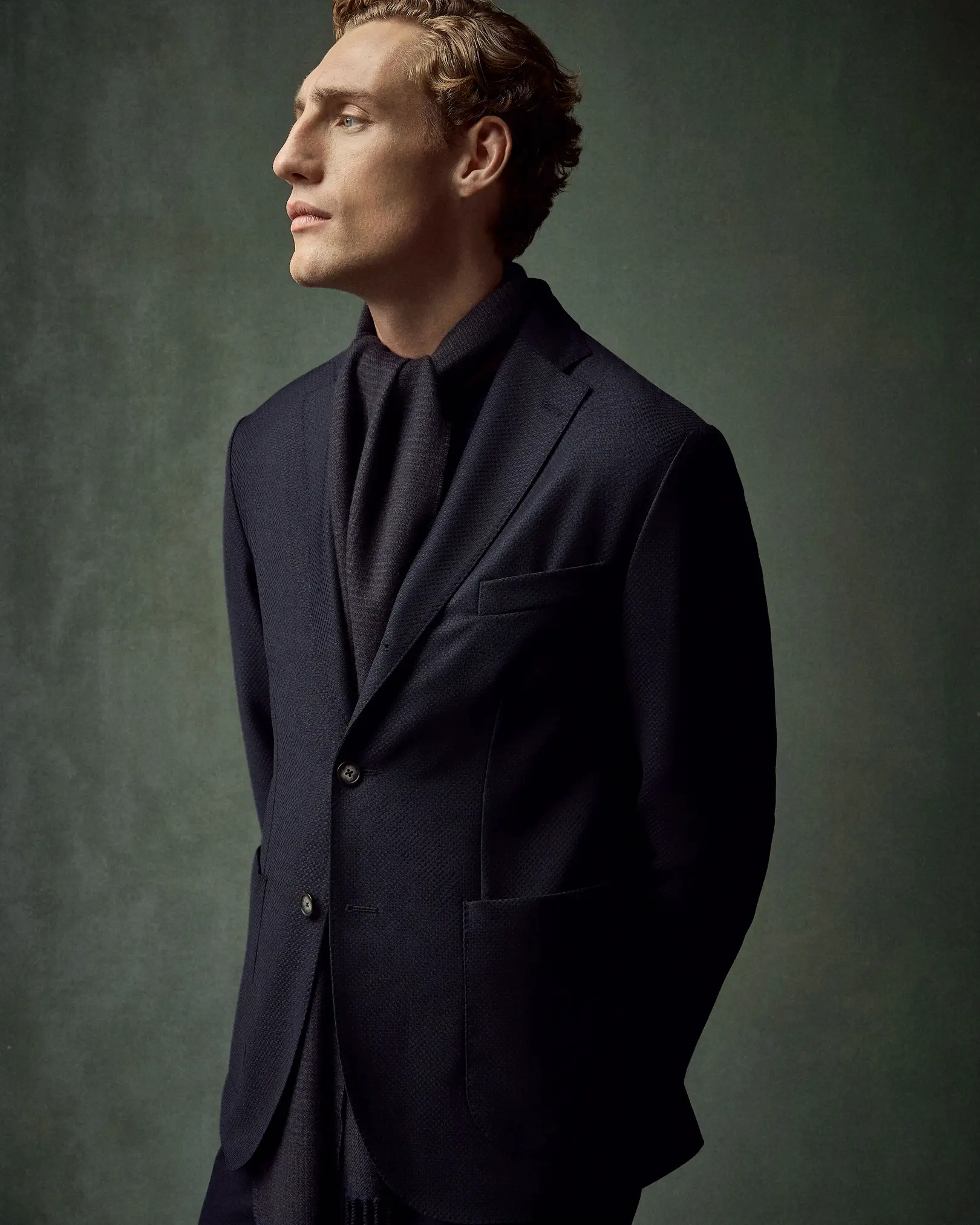 Eton - wool knit soft jacket navy blue wool knit soft jacket