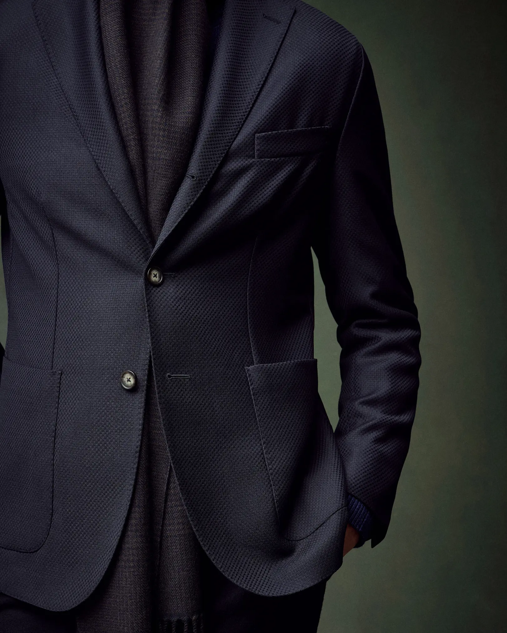 Eton - wool knit soft jacket navy blue wool knit soft jacket