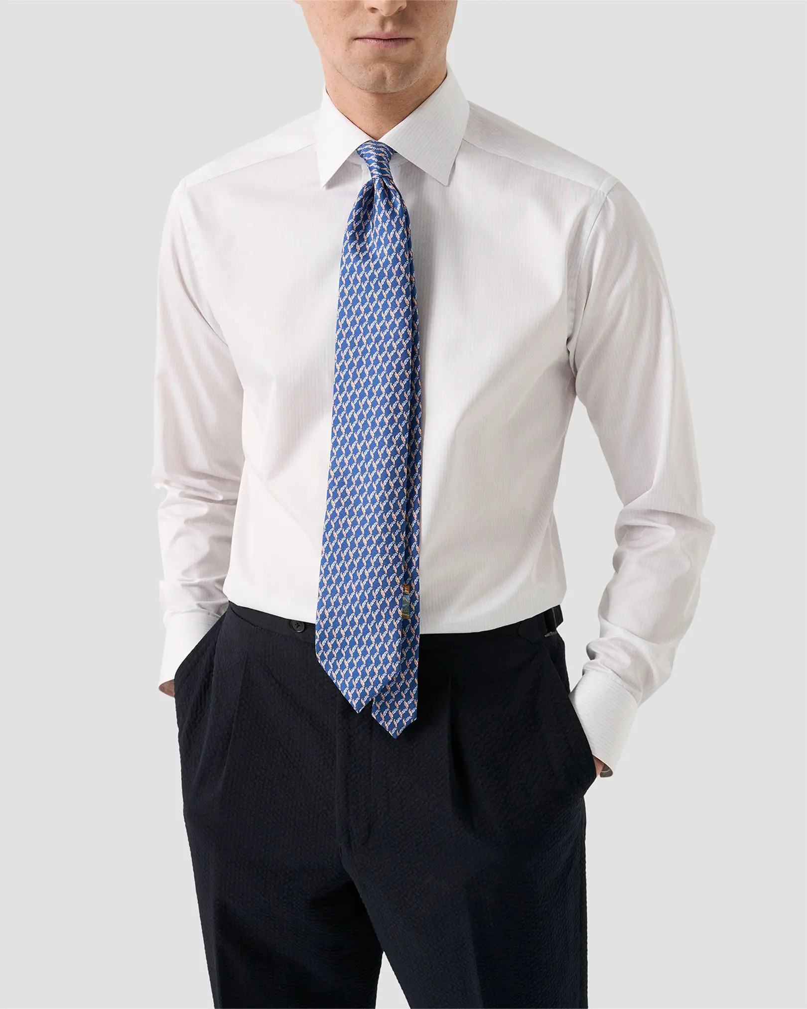 Eton - leaf print silk tie