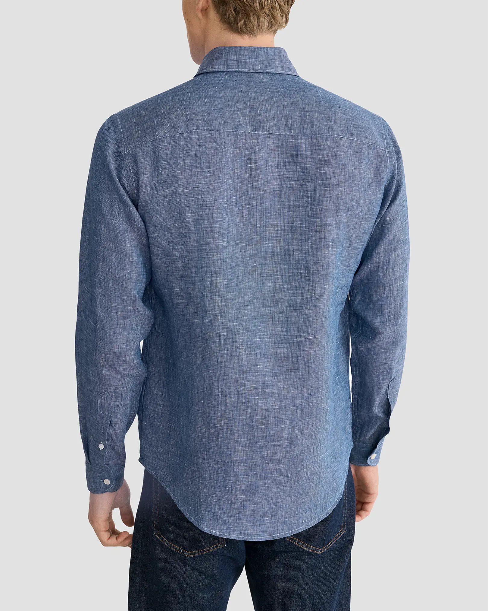 Eton - dark blue solid linen shirt