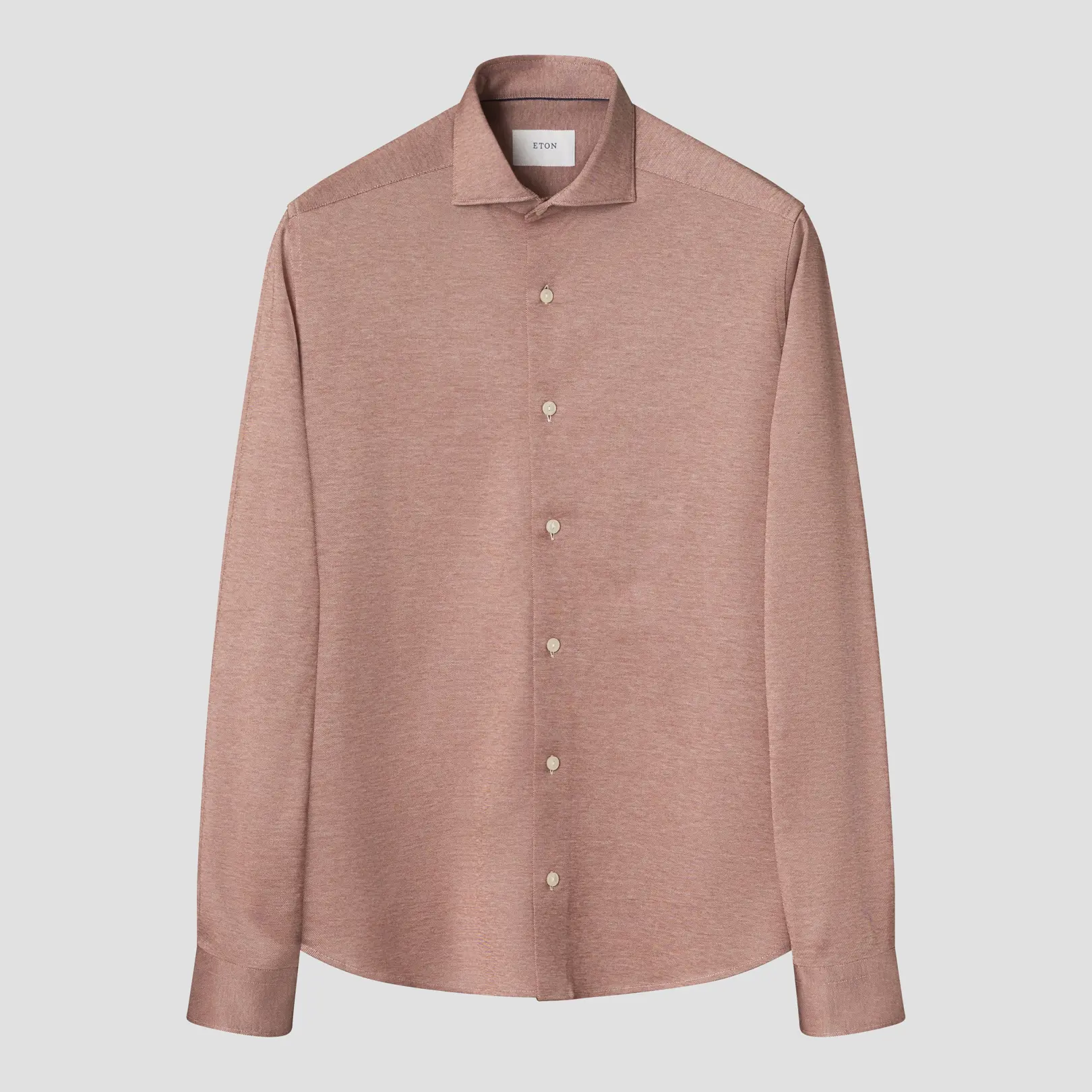 Eton - red filo di scozia knit shirt wide spread 266