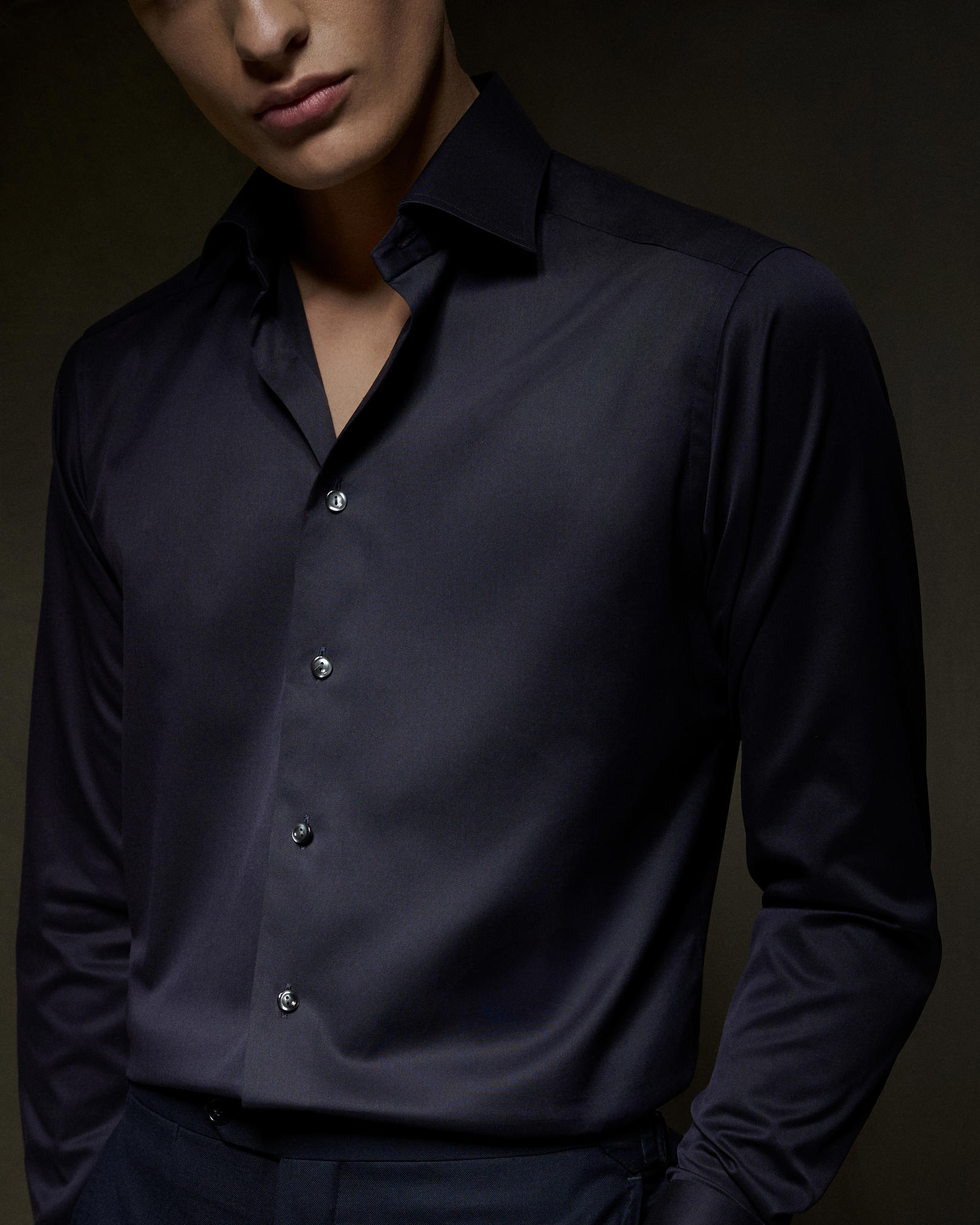 Eton - Mörkblå Signature Twill-skjorta
