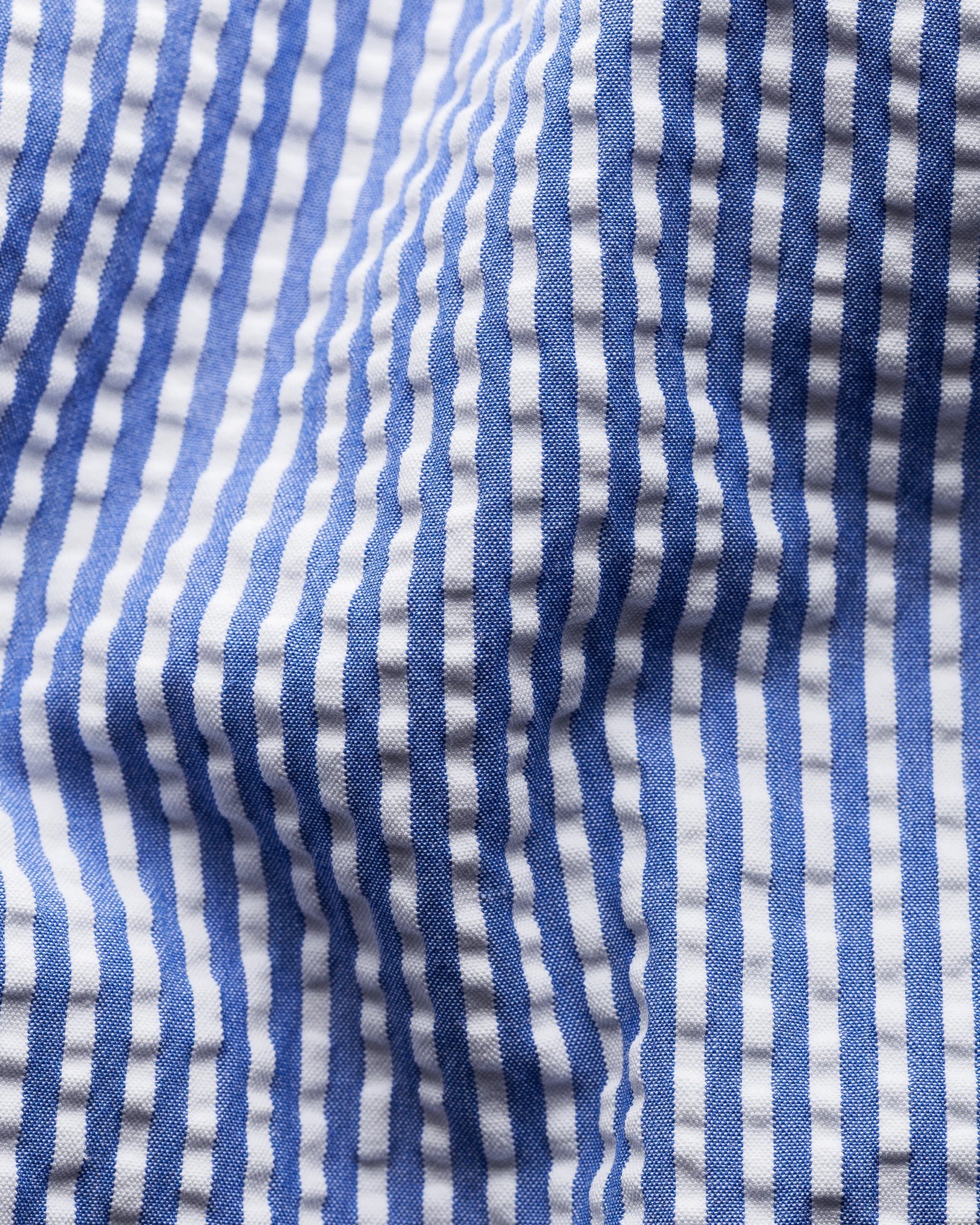 Eton - blue striped seersucker shirt short sleeved