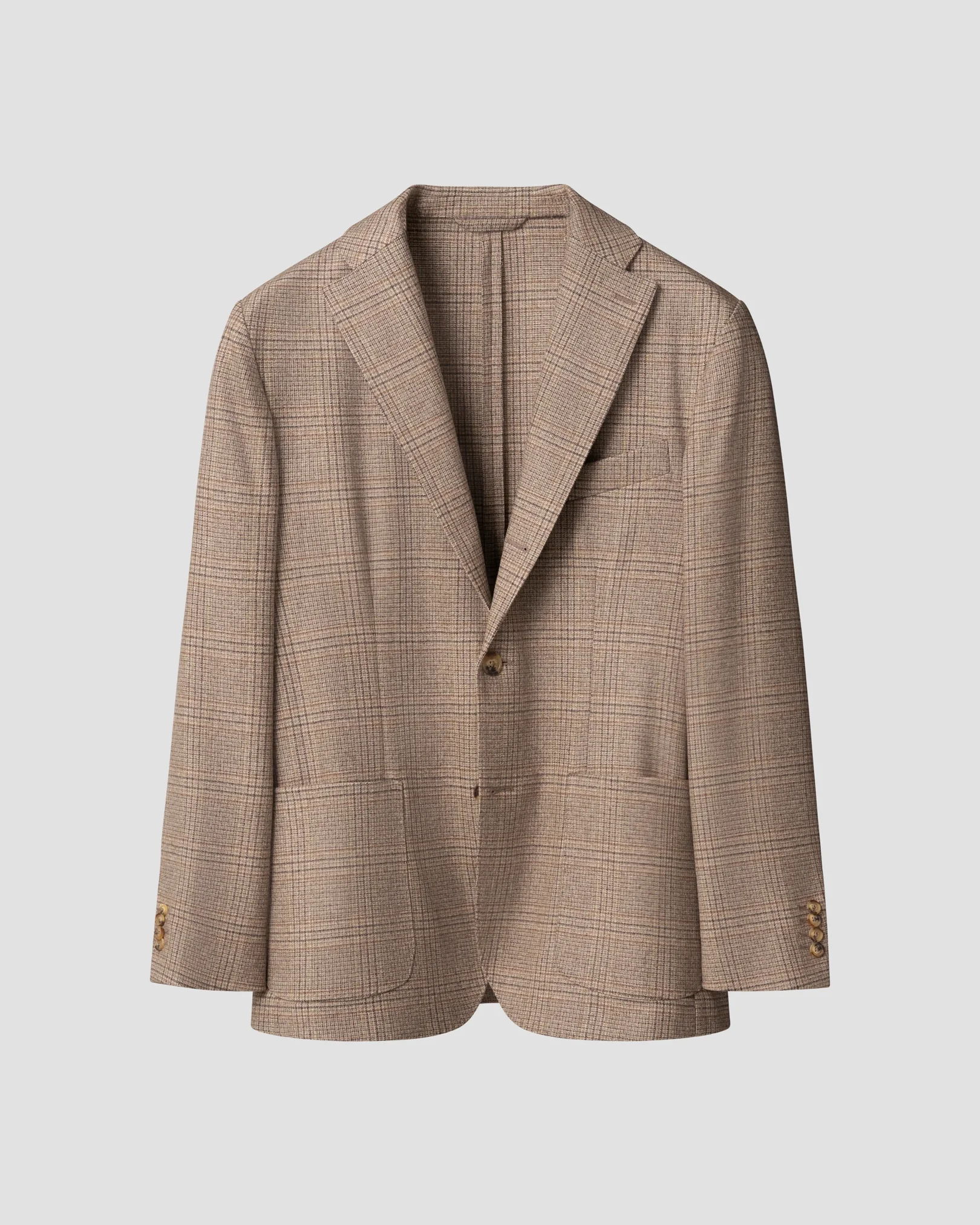 Eton - beige lana tech check flannel soft jacket