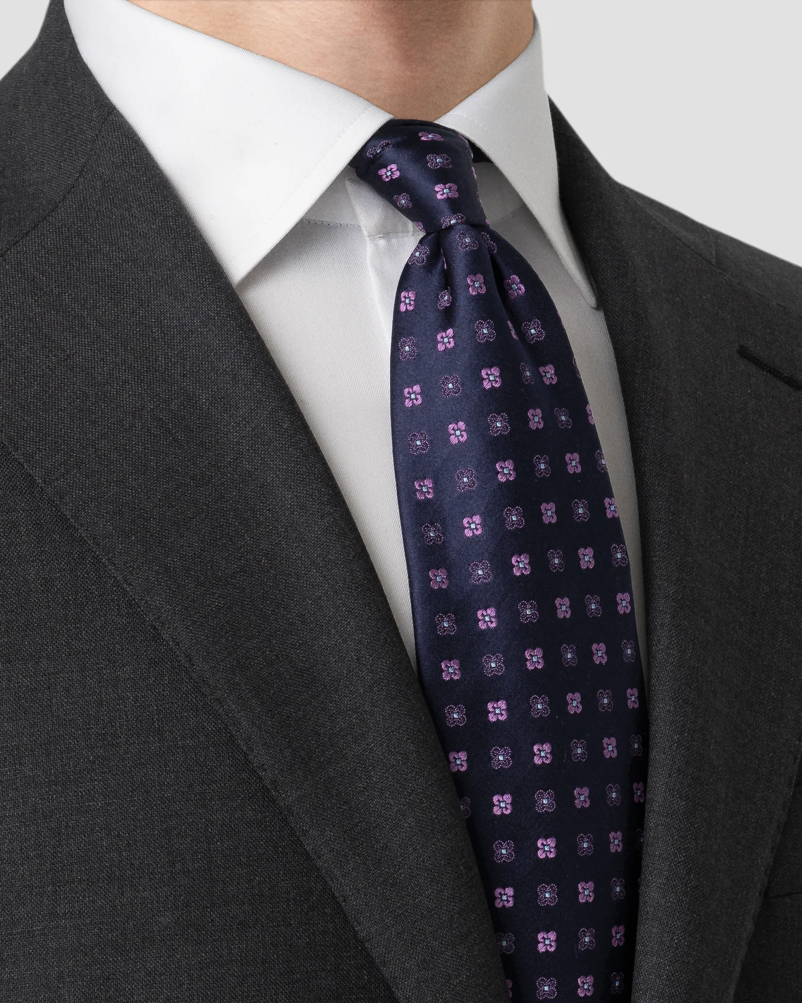 Eton - dark purple micro floral woven silk tie
