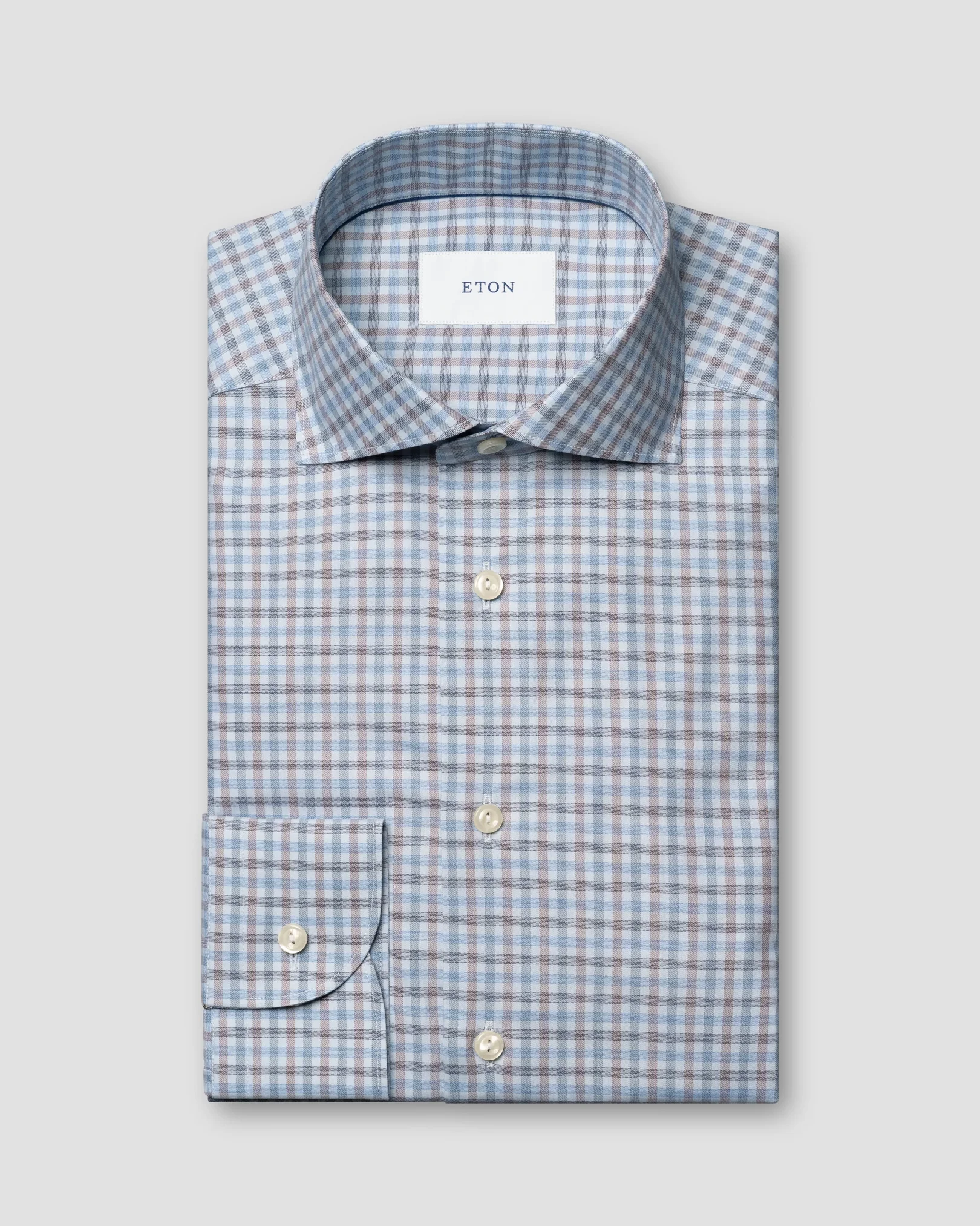 Eton - three color check twill shirt