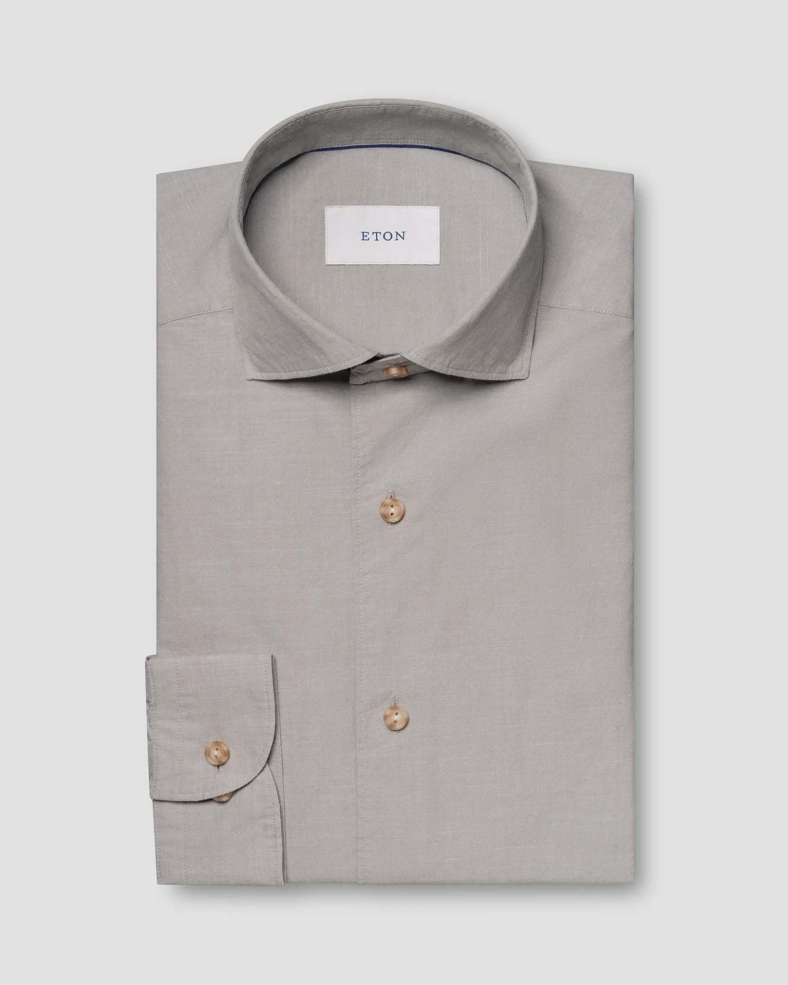 Eton - beige solid chambray shirt