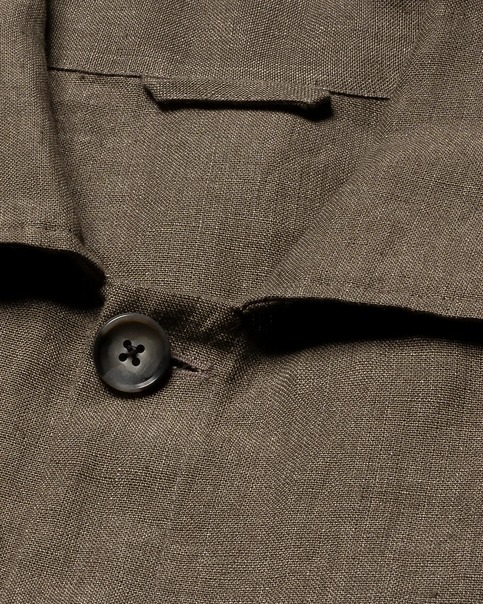 Mörkgrön overshirt i kraftigt linne med dragsko